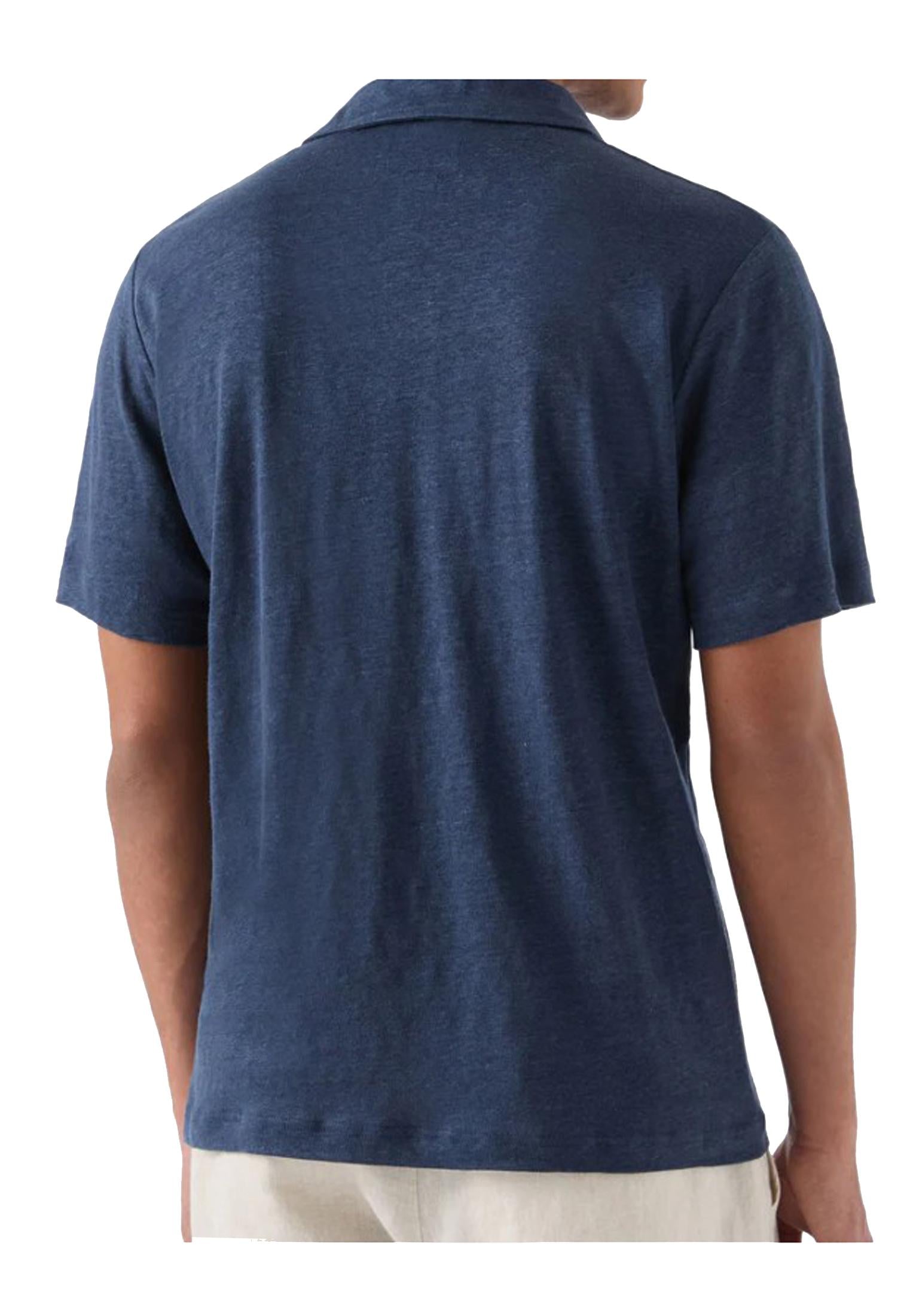 Polo manica corta blu lino Fraser MC2 Saint Barth P26 FRS0001 00119L00119L MC2 