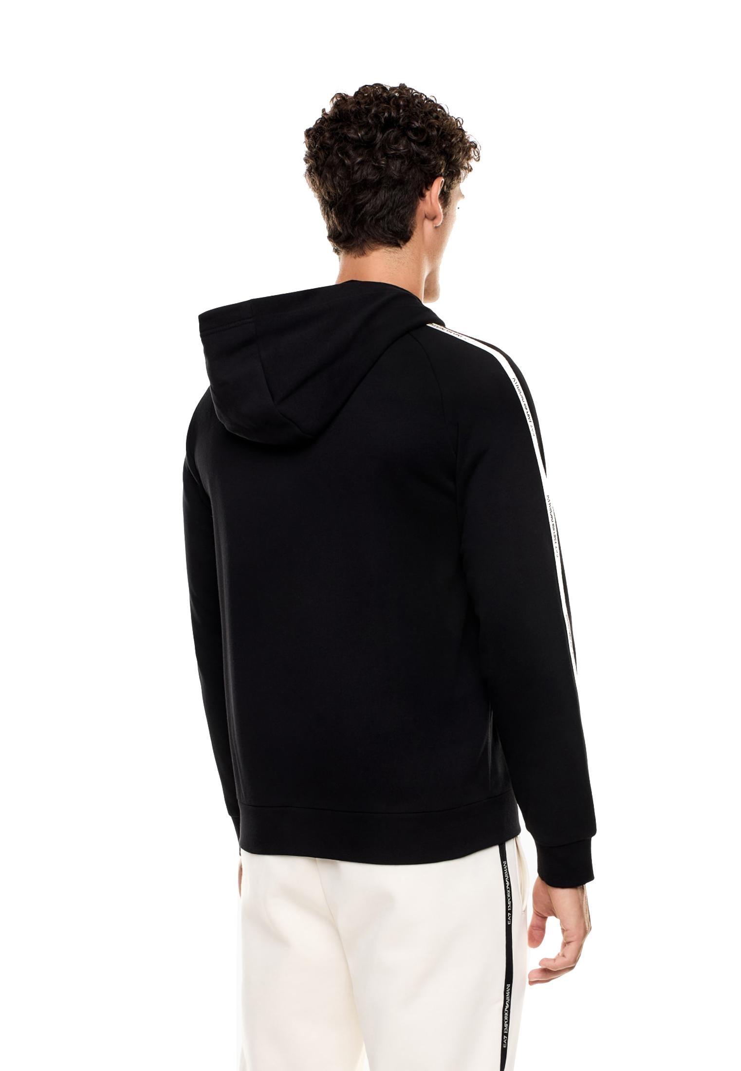 Felpa nera con cappuccio e full zip Logo Series EA7 Armani A25 7M000973 AF10377 UC001UC001 EA7 