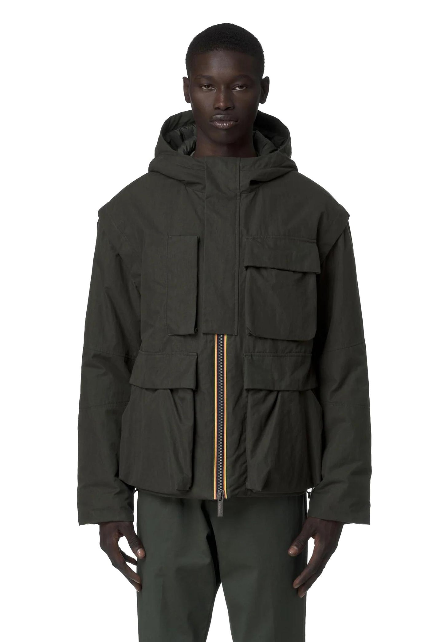 Giacca mezza stagione con cappuccio verde Guillermo K-way A25 K7136DW B2NB2N K-WAY 