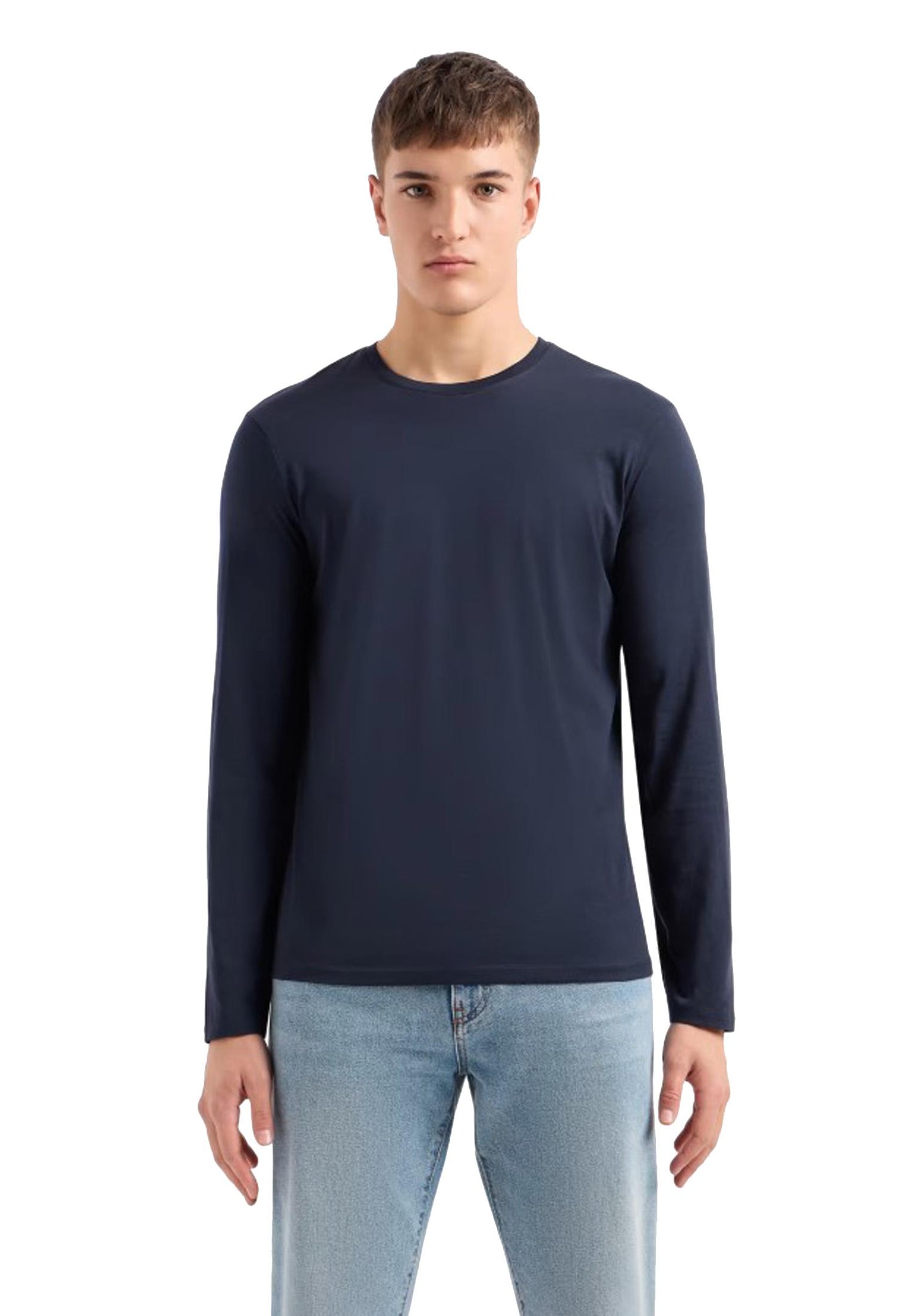 T-shirt girocollo blu maniche lunghe cotone Armani Exchange P25