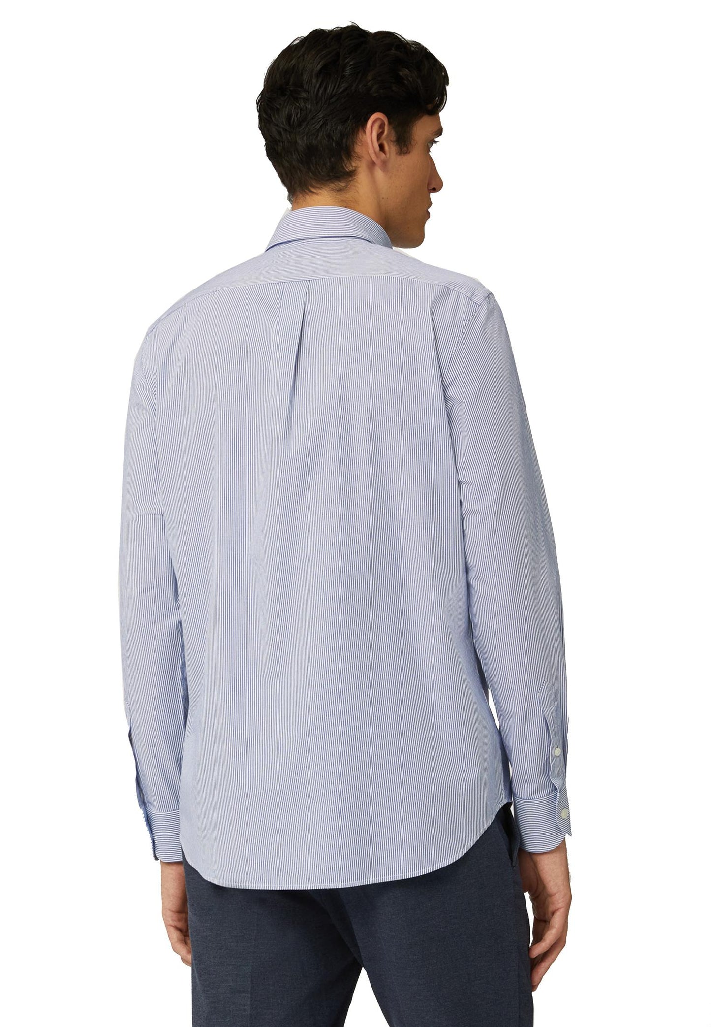 Harmont &amp; Blaine light blue organic cotton micro-striped shirt A23