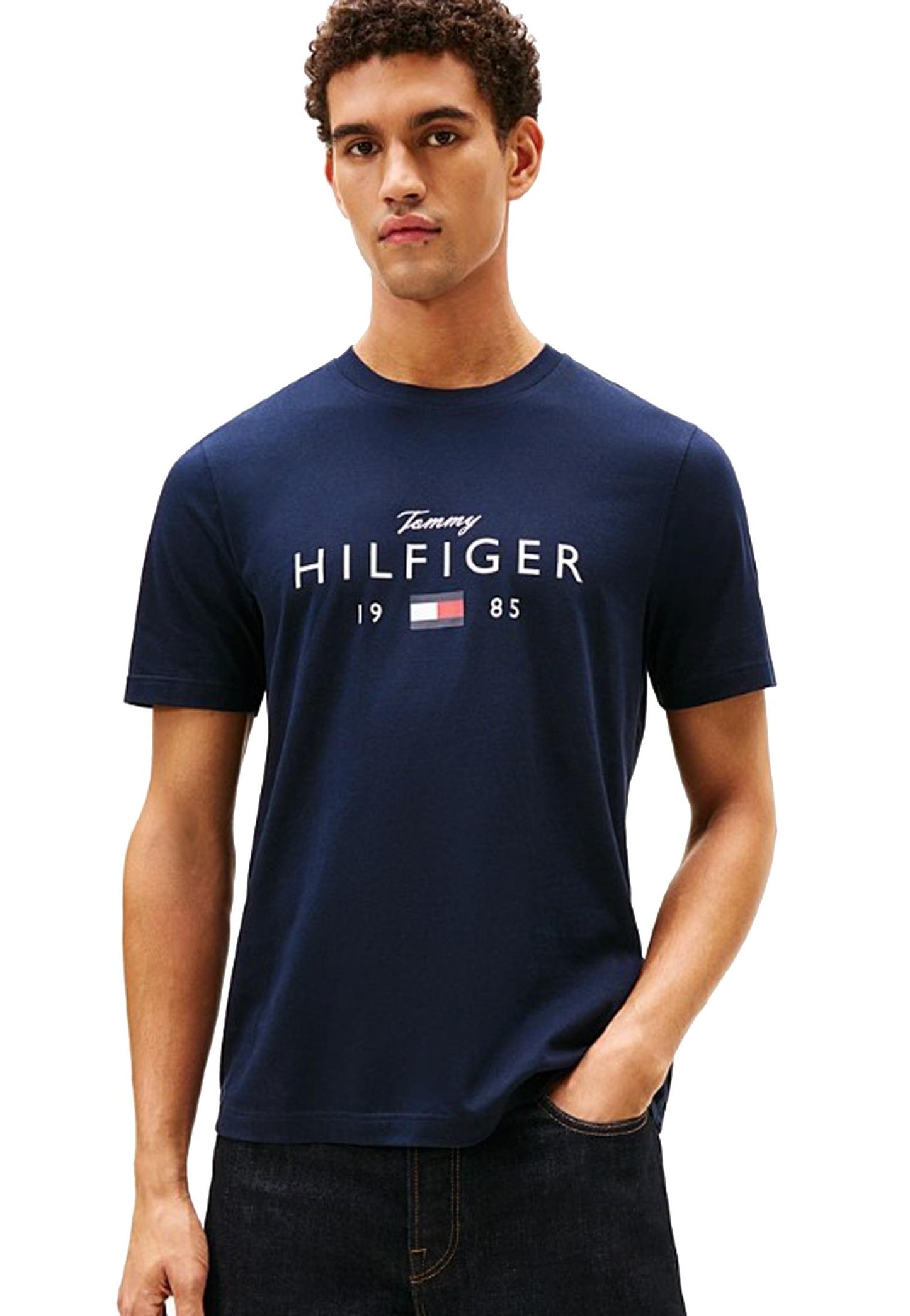 T-shirt girocollo cotone blu Tommy Hilfiger P26 MW0MW41455DW5 DW5DW5 TOMMY HILFIGER PRE 