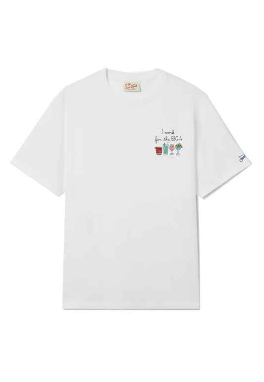 T-shirt bianca cotone Portofino Big 4 MC2 Saint Barth P26 POT0001 00156L00156L MC2 