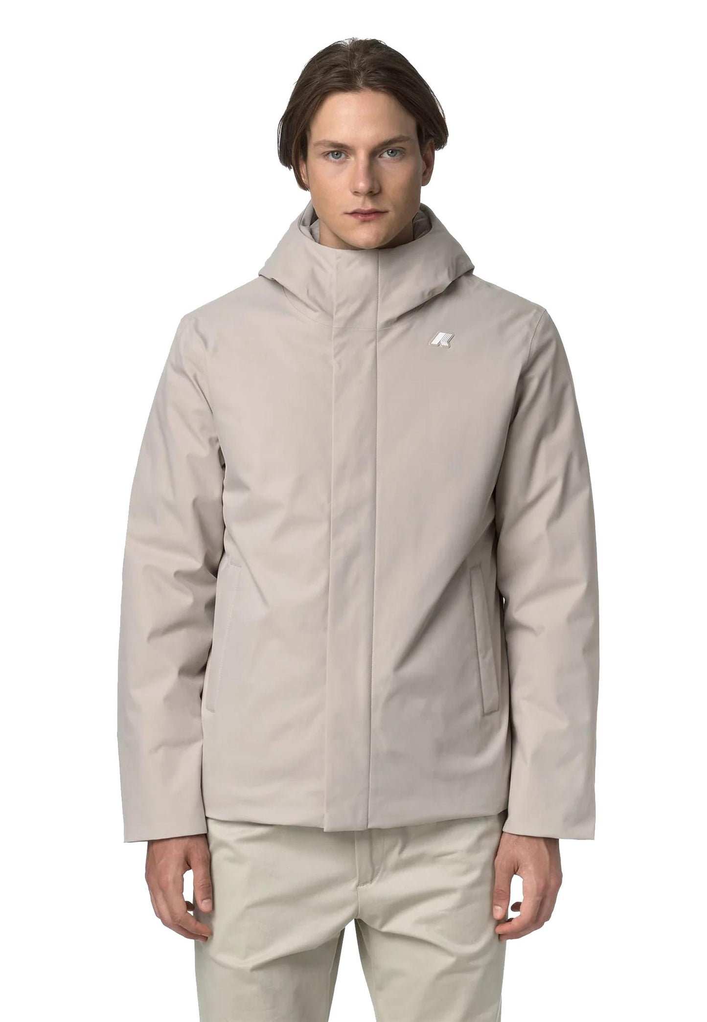 Giacca con cappuccio beige Impermeabile Jacko Twill Marmotta K-Way A25 K8133DW B2XB2X K-WAY 