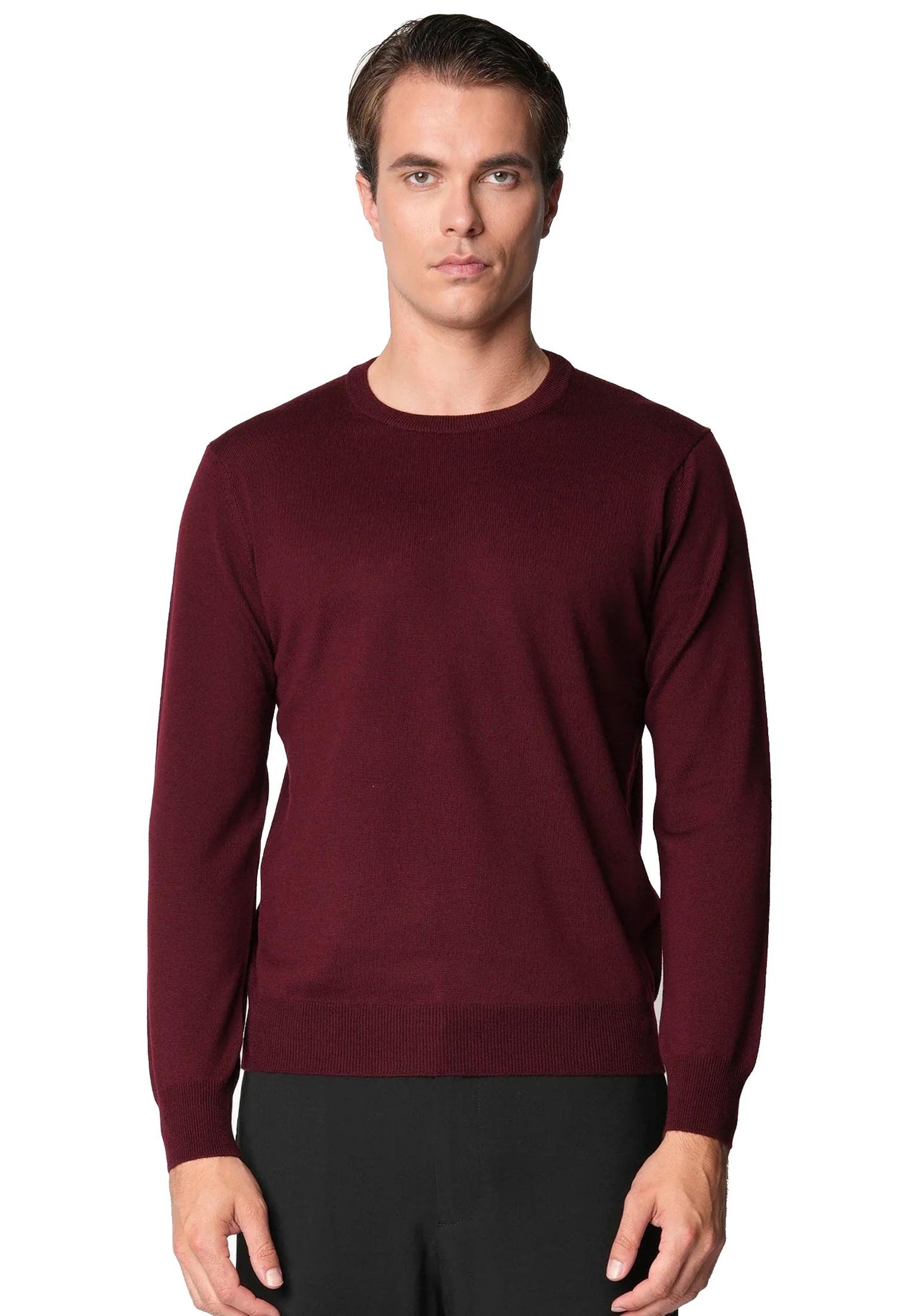 Maglia girocollo bordeaux fine lana merino Bellwood A25 0325M0001 000083000083 BELLWOOD 