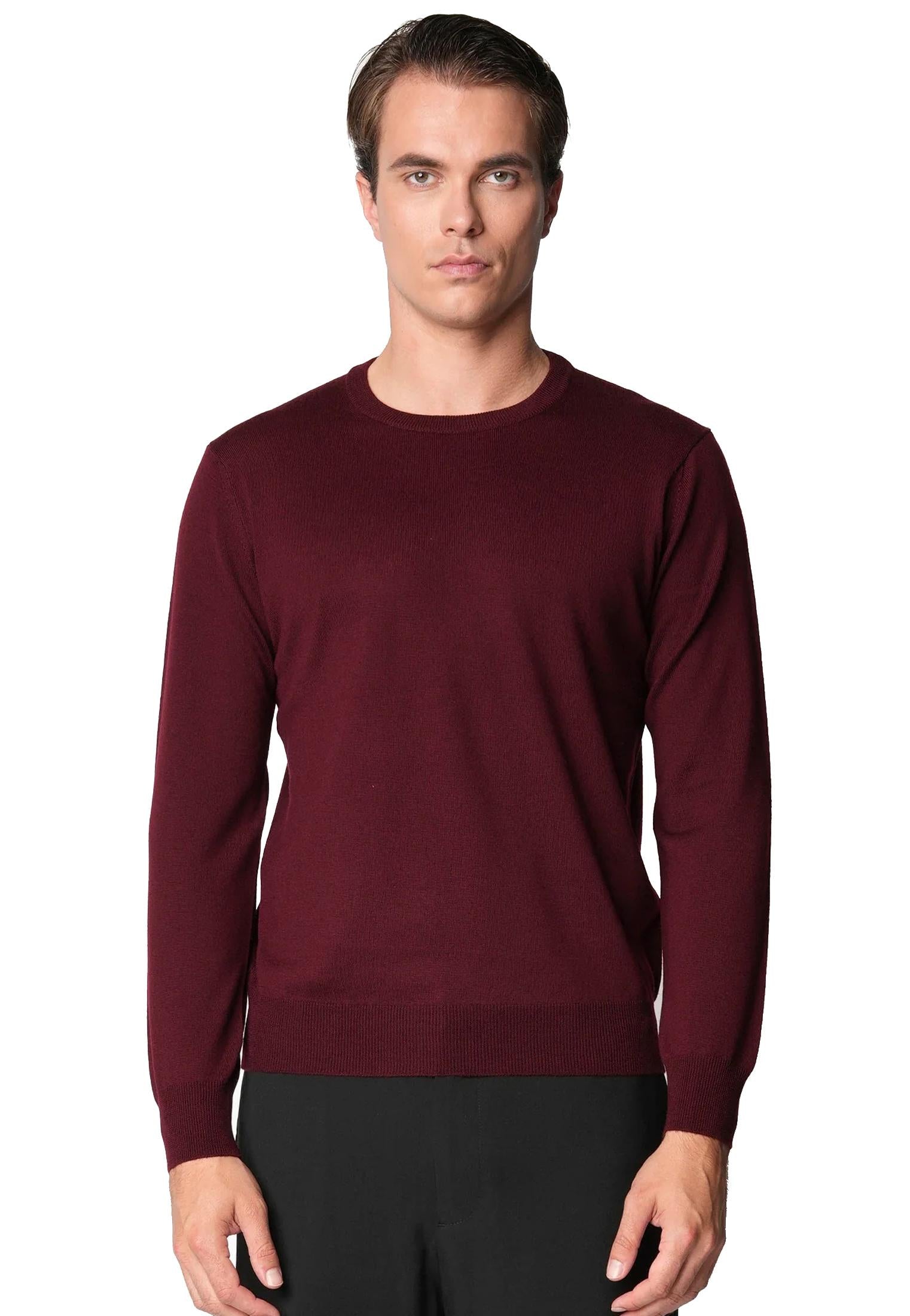 Maglia girocollo bordeaux fine lana merino Bellwood A25 0325M0001 000083000083 BELLWOOD 
