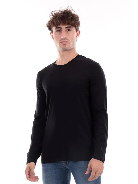 Maglia uomo a maniche lunghe in cotone nera Armani Exchange A24