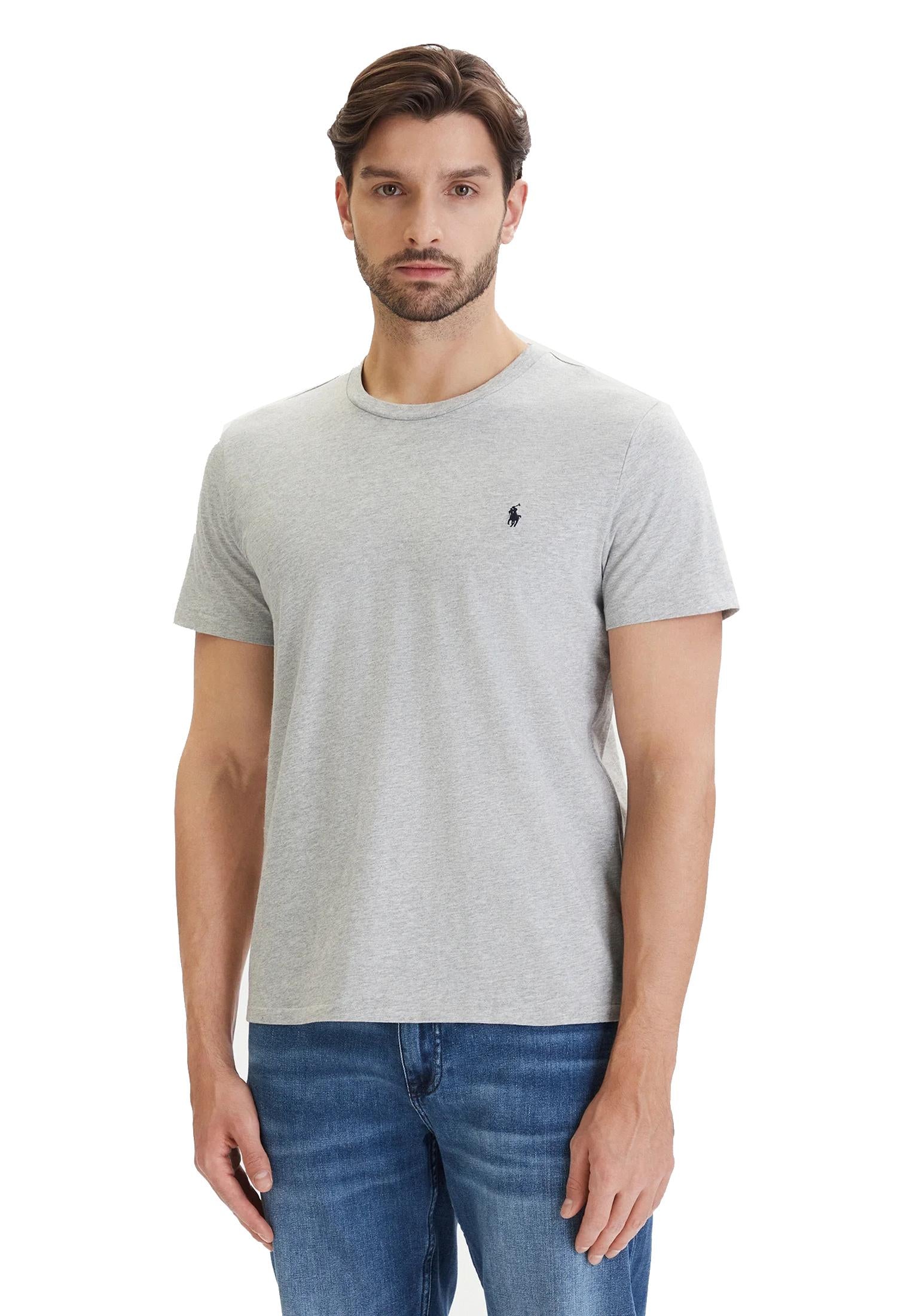 T-shirt girocollo grigia cotone Polo Ralph Lauren P26 714844756008 ANDOVER HEATHER / NAVY PP POLO RALPH LAUREN 