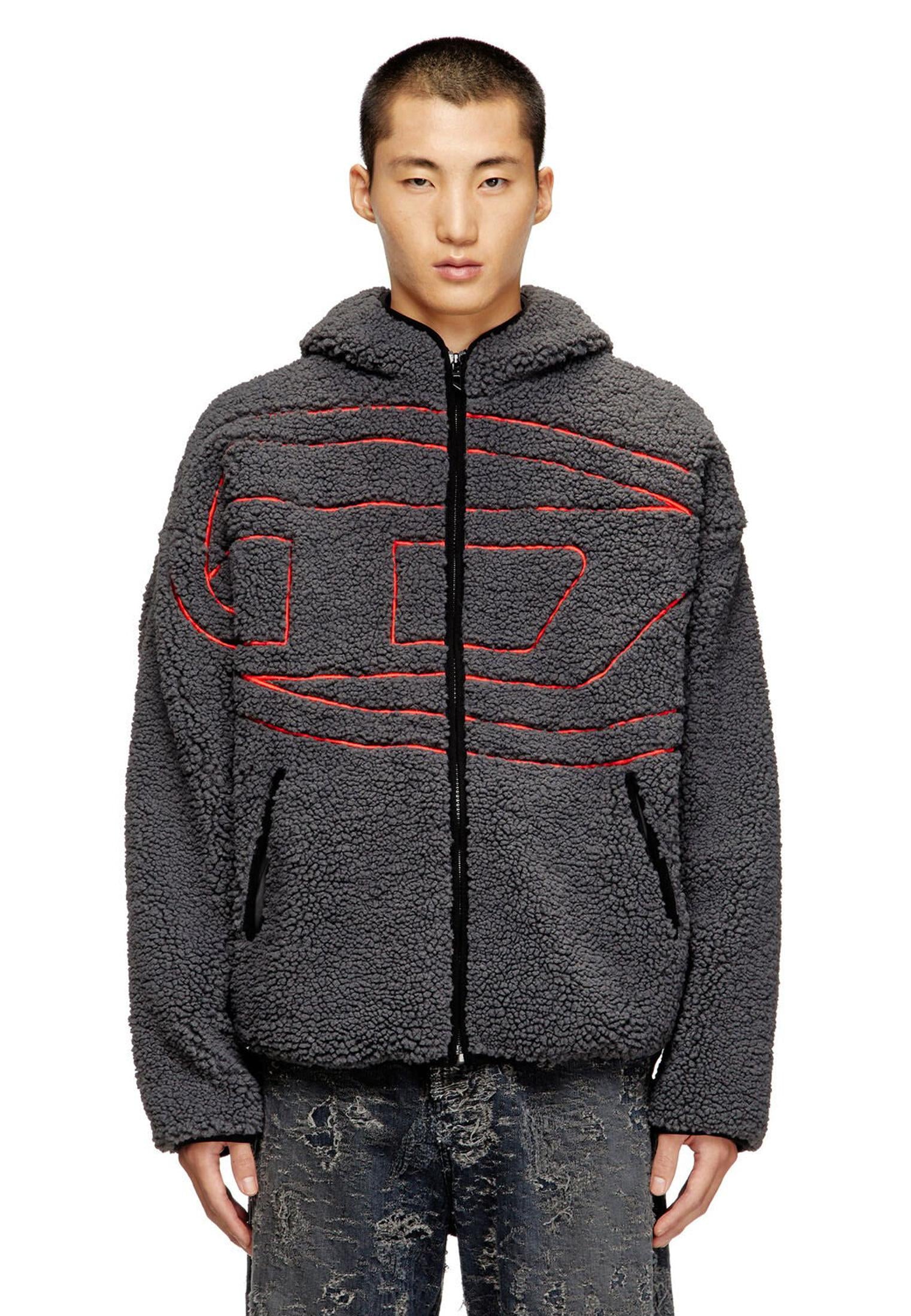 Felpa teddy grigia con cappuccio S-Zat Diesel A25 A18947-0KIBT 3030 DIESEL 