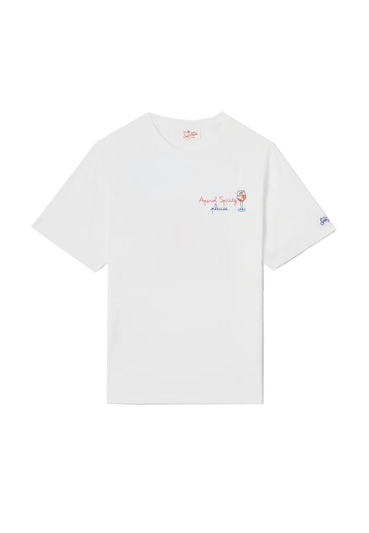 T-shirt girocollo cotone bianca Portofino Spritz MC2 Saint Barth P26 POT0001 01997L01997L MC2 