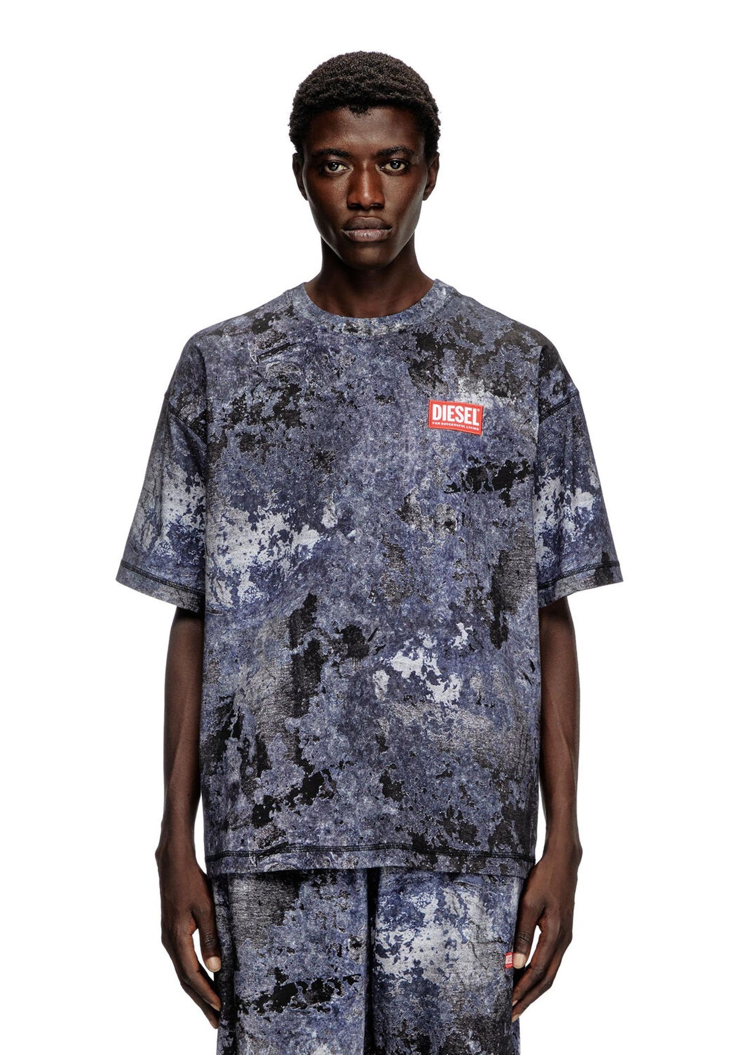 T-shirt girocollo effetto marmorizzato blu T-Box-R12 Diesel P25