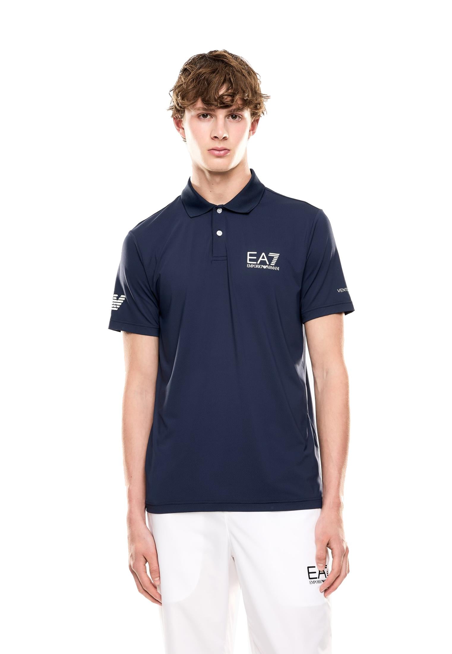 Polo blu maniche corte sportiva Ventus7 EA7 Armani A25 8NPF23 PJEMZ 15541554 EA7 TENNIS 