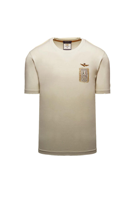 T-shirt bianca girocollo cotone stemma 313 Frecce Aeronautica Militare P26 261TS2534UJ00641 7307873078 AERONAUTICA MILITARE 