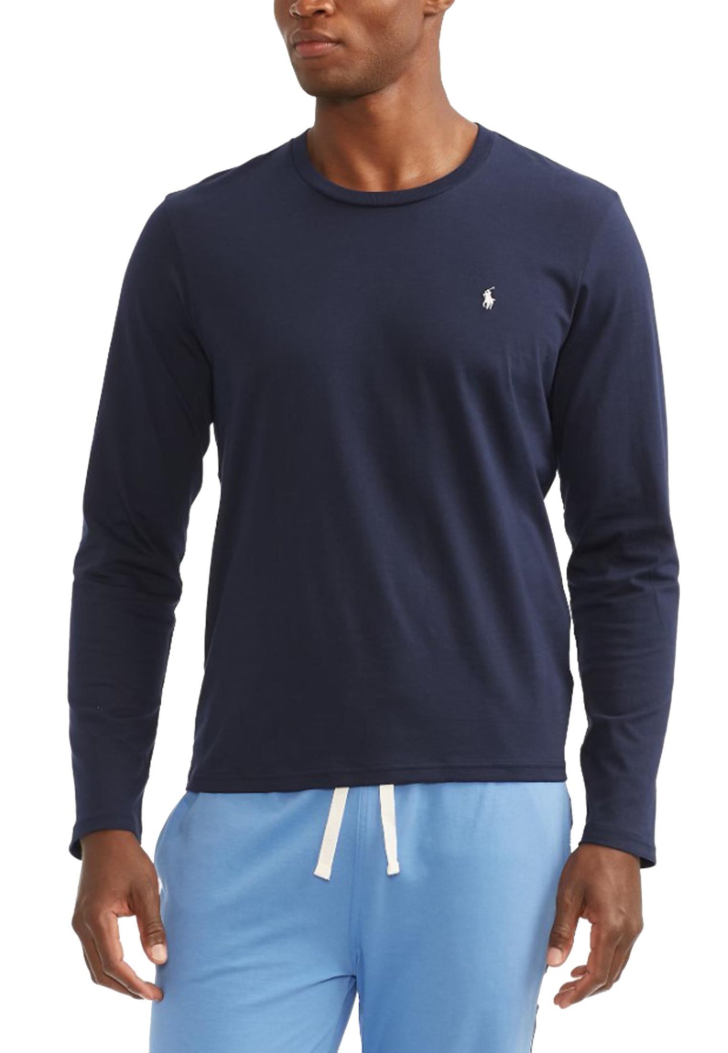 T-shirt manica lunga intima da notte cotone blu girocollo Polo Ralph Lauren P25