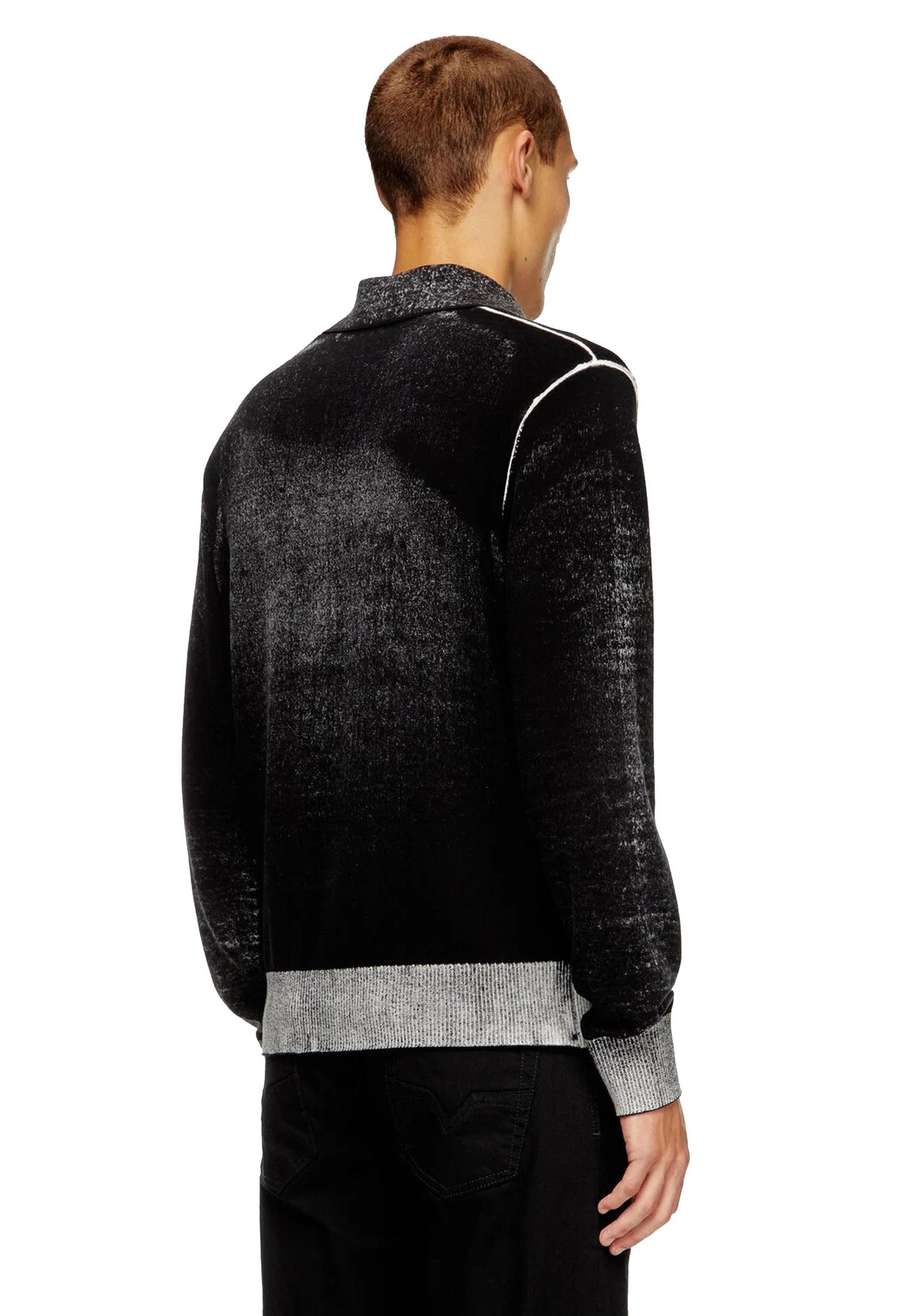 Maglione nero a polo cotone K-Lorenzo Diesel A25 A14849-0BEAR 44 DIESEL 