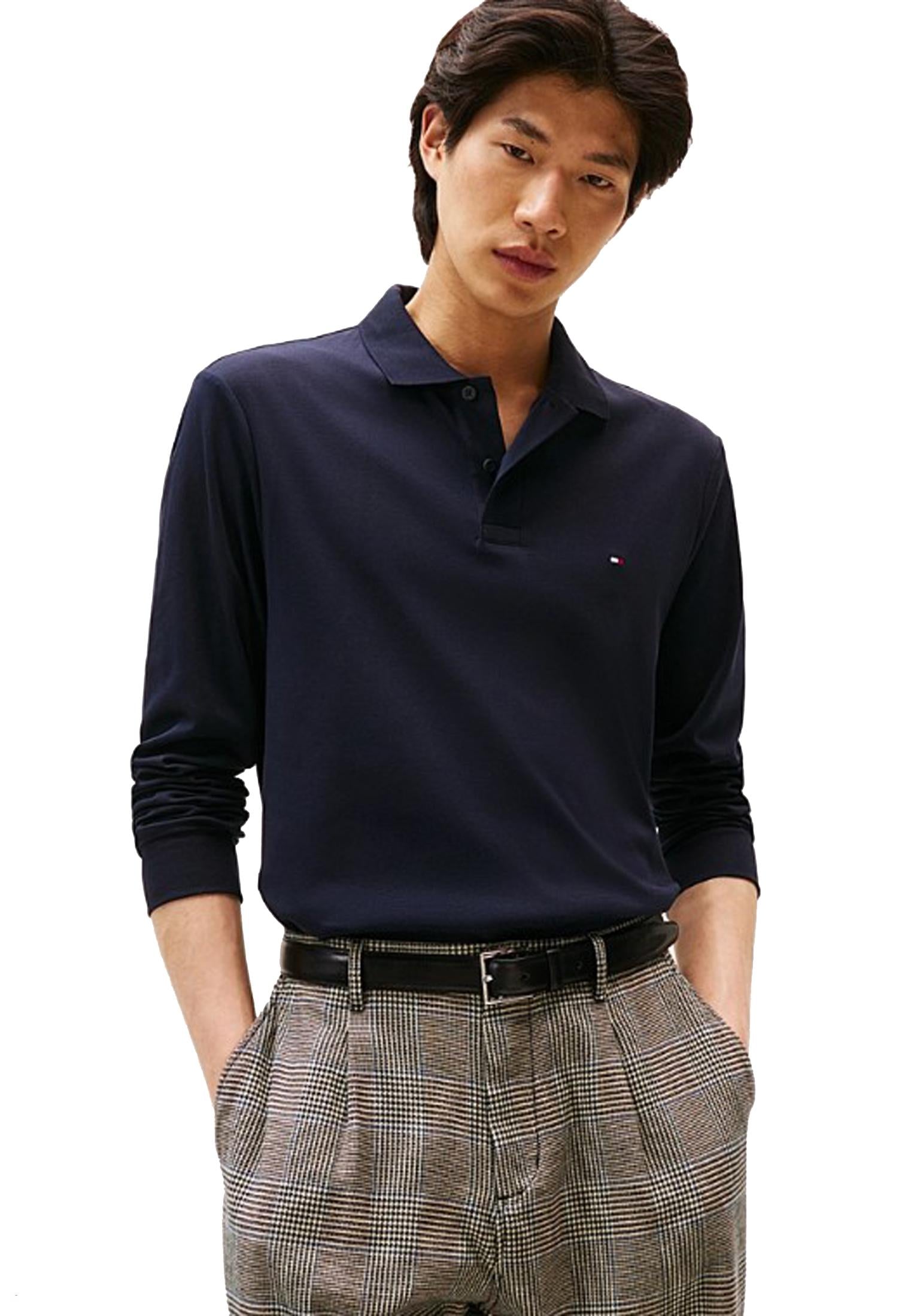 Polo cotone blu maniche lunghe regular fit Tommy Hilfiger P26 MW0MW37317DW5 DW5DW5 TOMMY HILFIGER PRE 