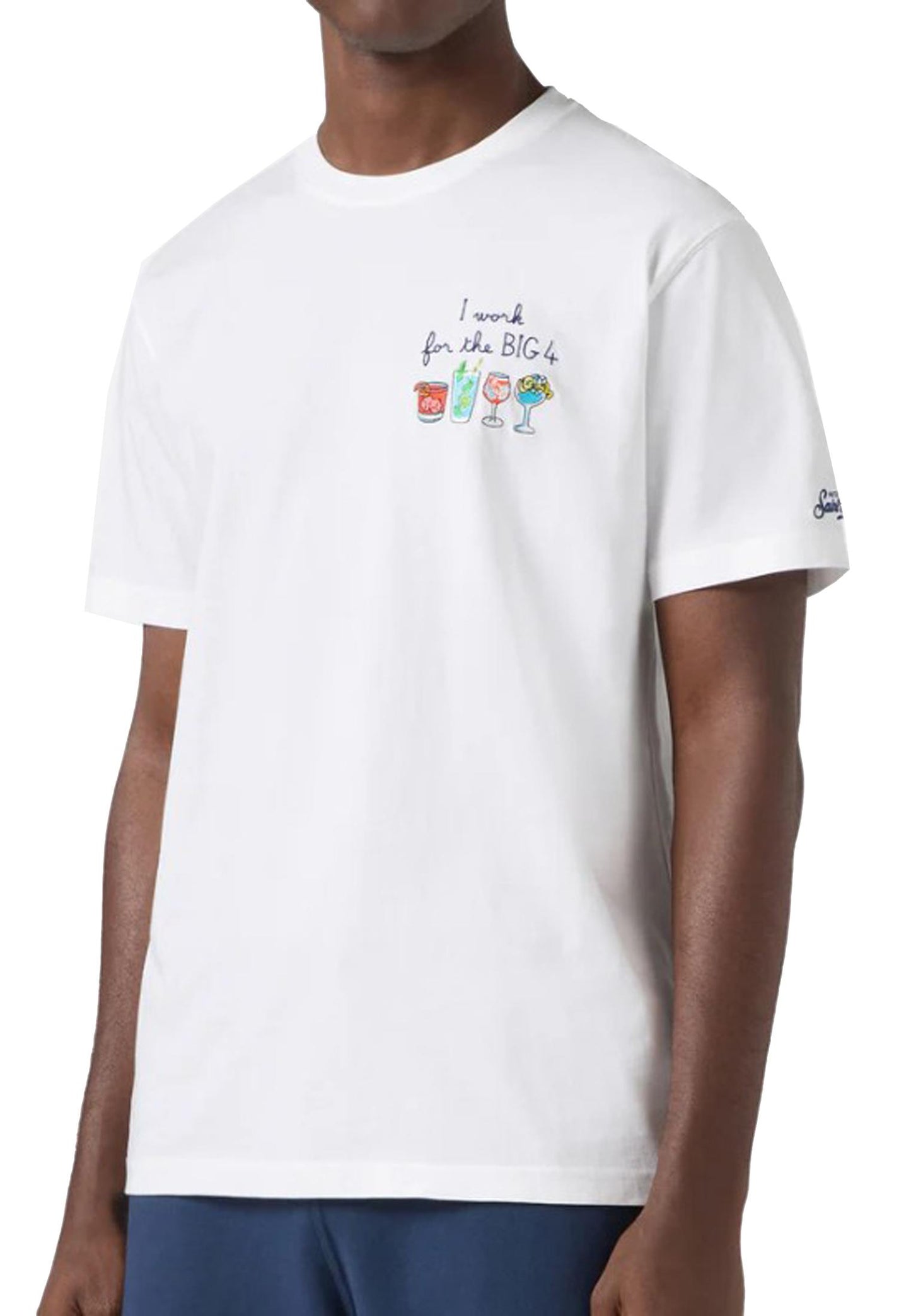 T-shirt bianca cotone Portofino Big 4 MC2 Saint Barth P26 POT0001 00156L00156L MC2 