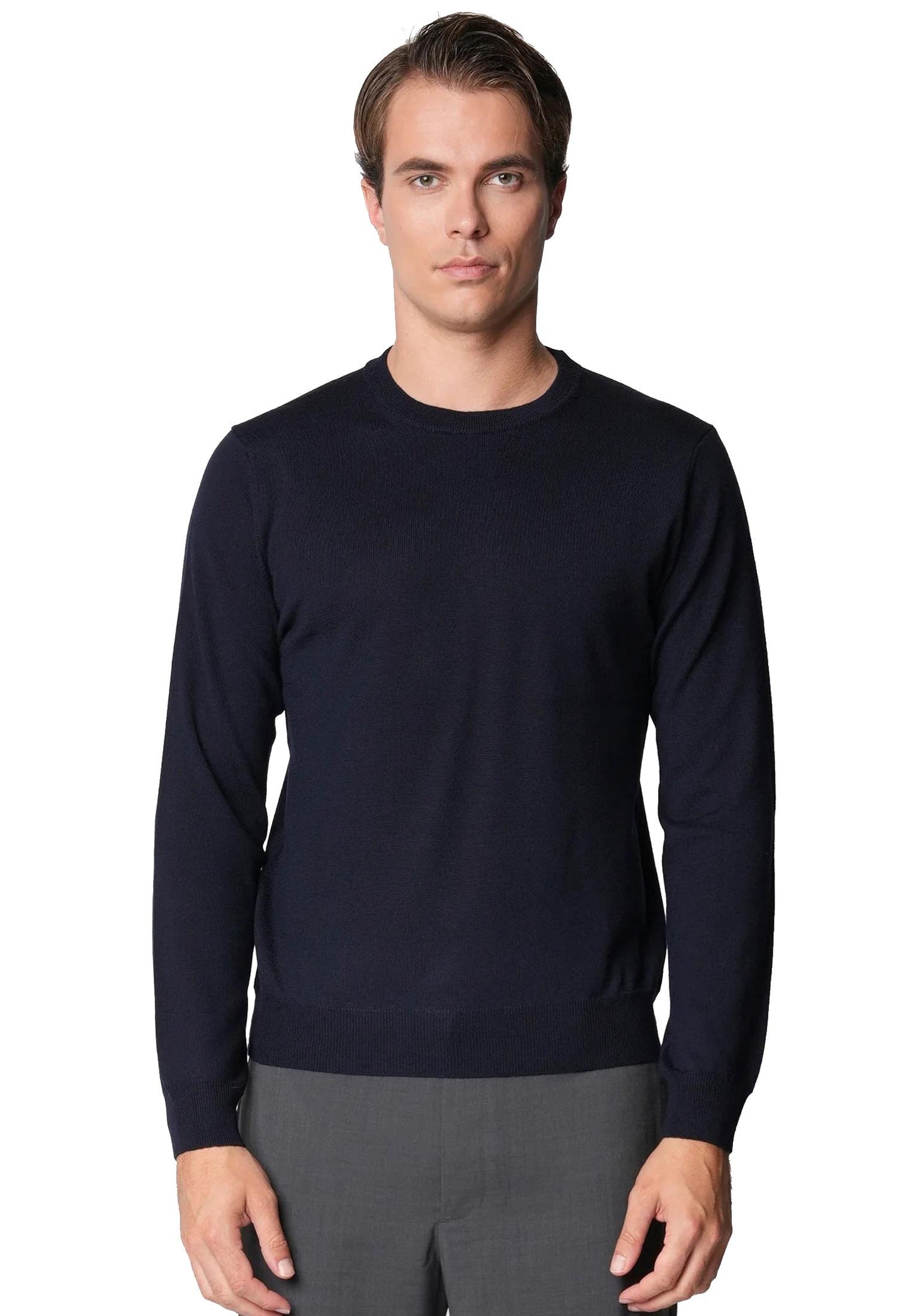 Maglia girocollo blu scuro fine lana merino Bellwood A25 0325M0001 000015000015 BELLWOOD 