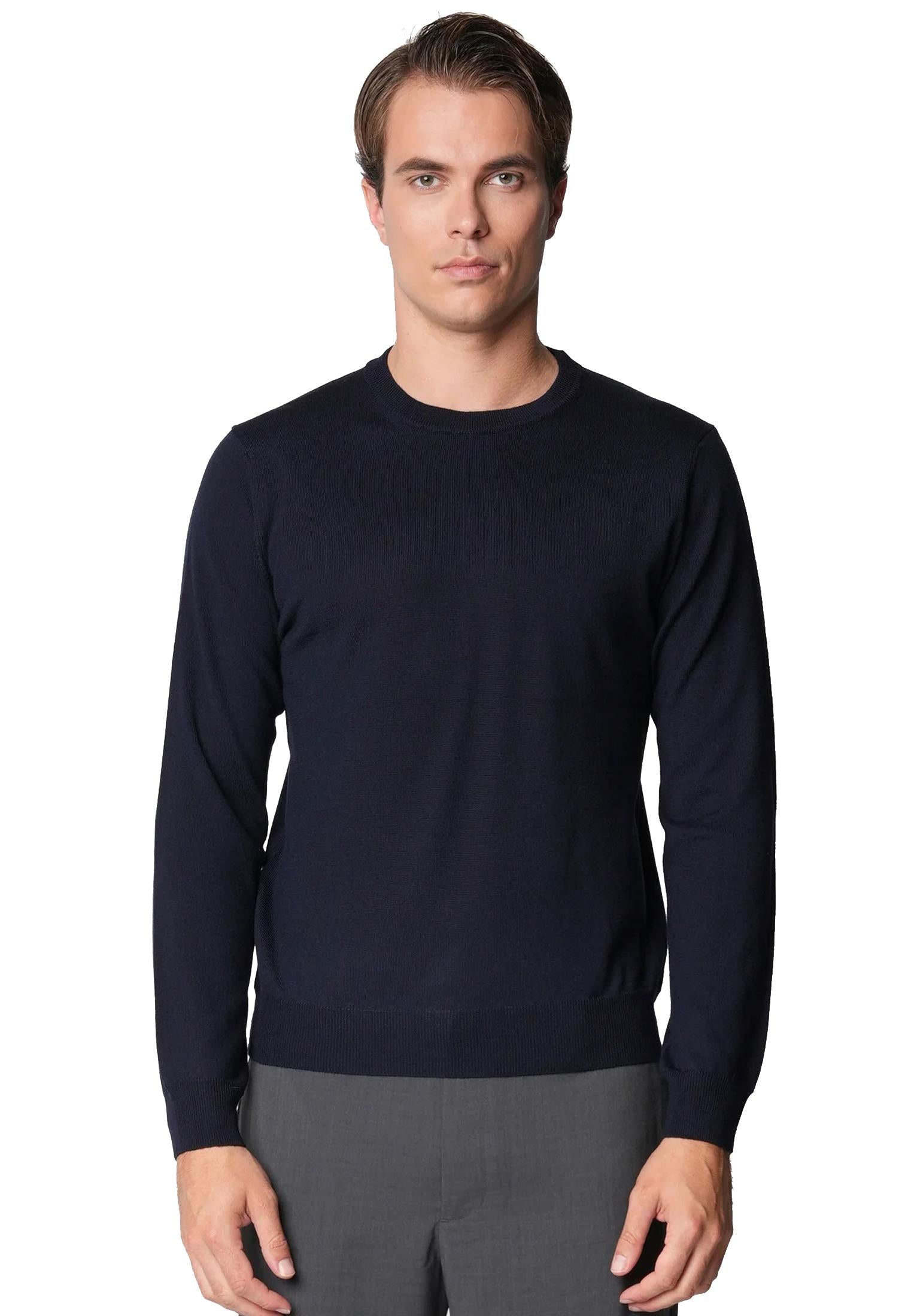 Maglia girocollo blu scuro fine lana merino Bellwood A25 0325M0001 000015000015 BELLWOOD 