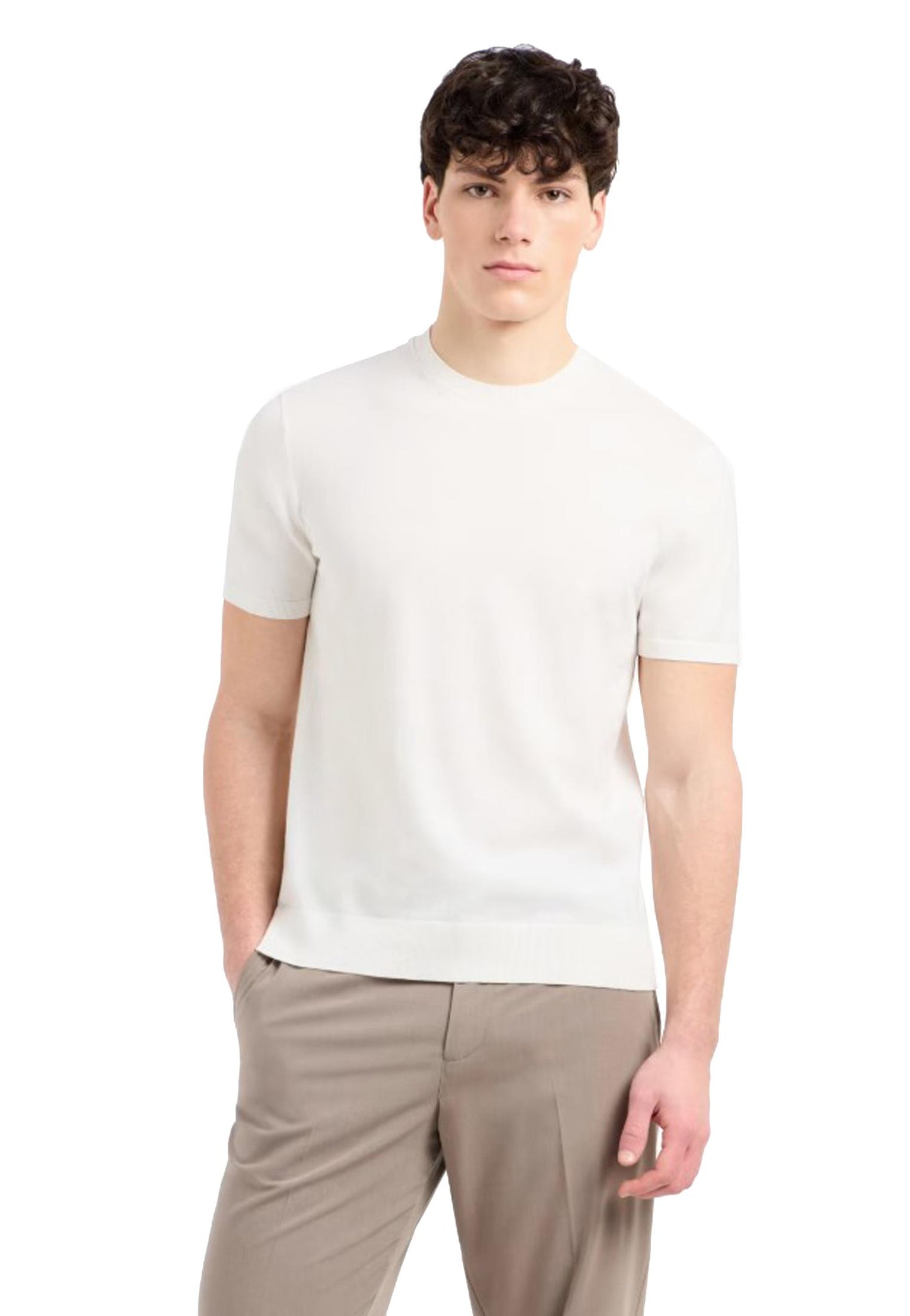 T-shirt cotone girocollo in maglia bianca maniche corte Armani Exchange P25 8NZM5CZM3JZ 11161116 ARMANI EXCHANGE 