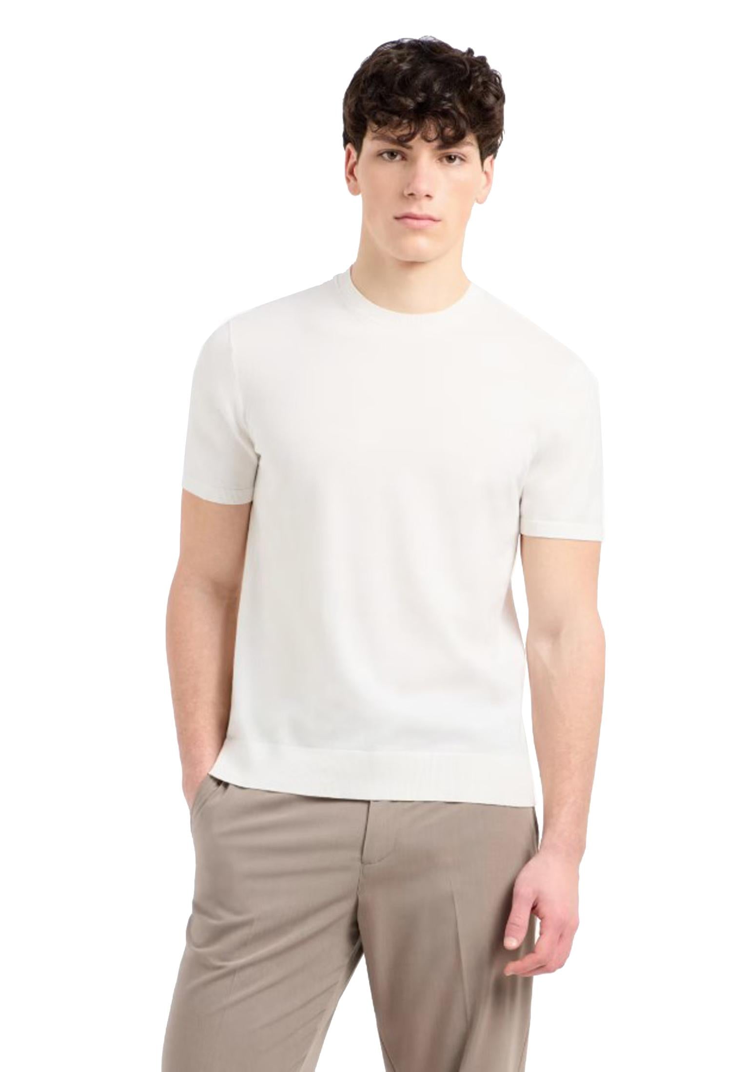 T-shirt cotone girocollo in maglia bianca maniche corte Armani Exchange P25 8NZM5CZM3JZ 11161116 ARMANI EXCHANGE 