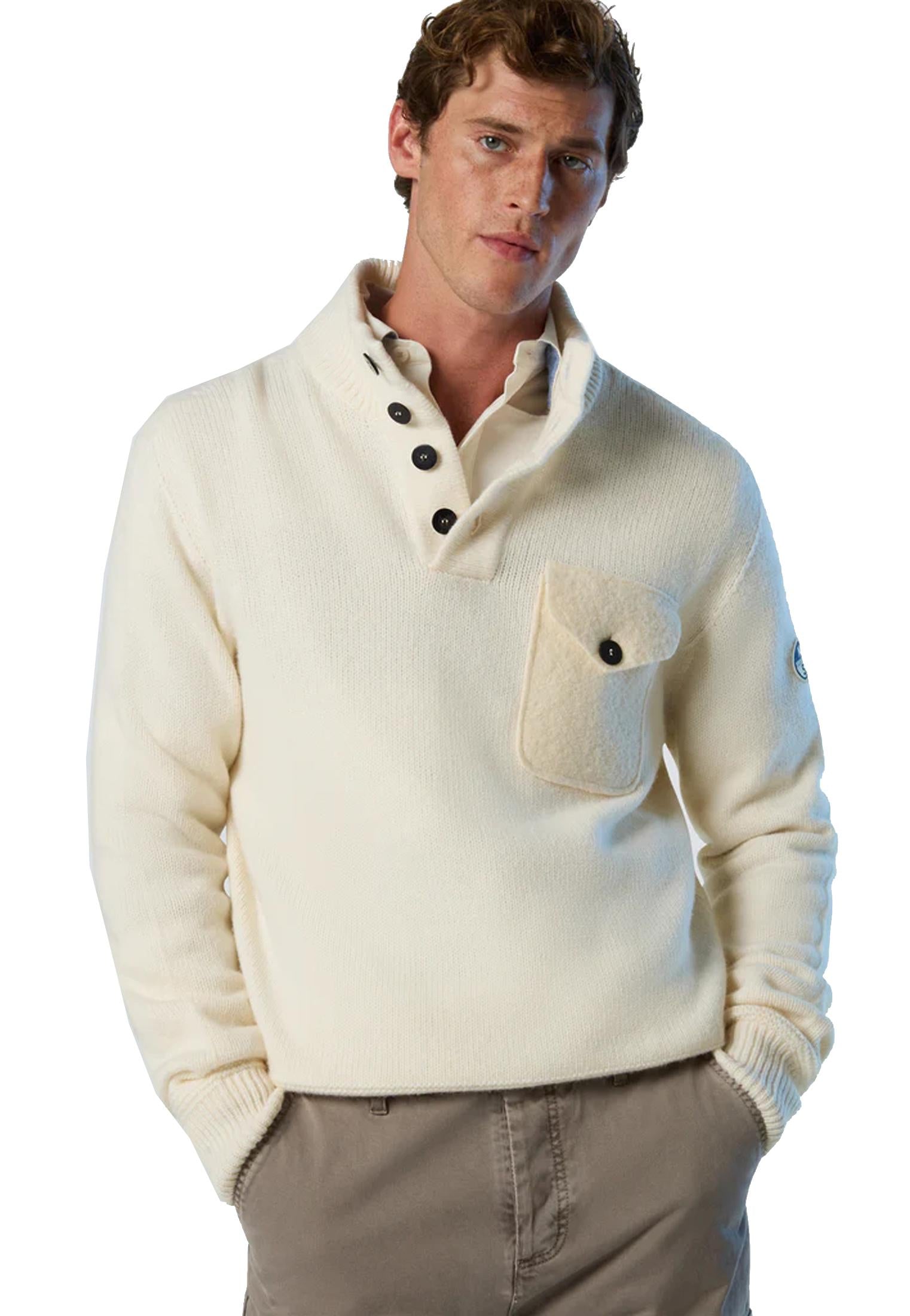 Maglione collo alto bianco misto lana North Sails A25 699203 01050105 NORTH SAILS 