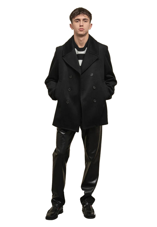 Cappotto doppiopetto nero foderato Brighton Department Five A25 UC012_51M_2TF0344_  000 816816 DEPARTMENT FIVE 