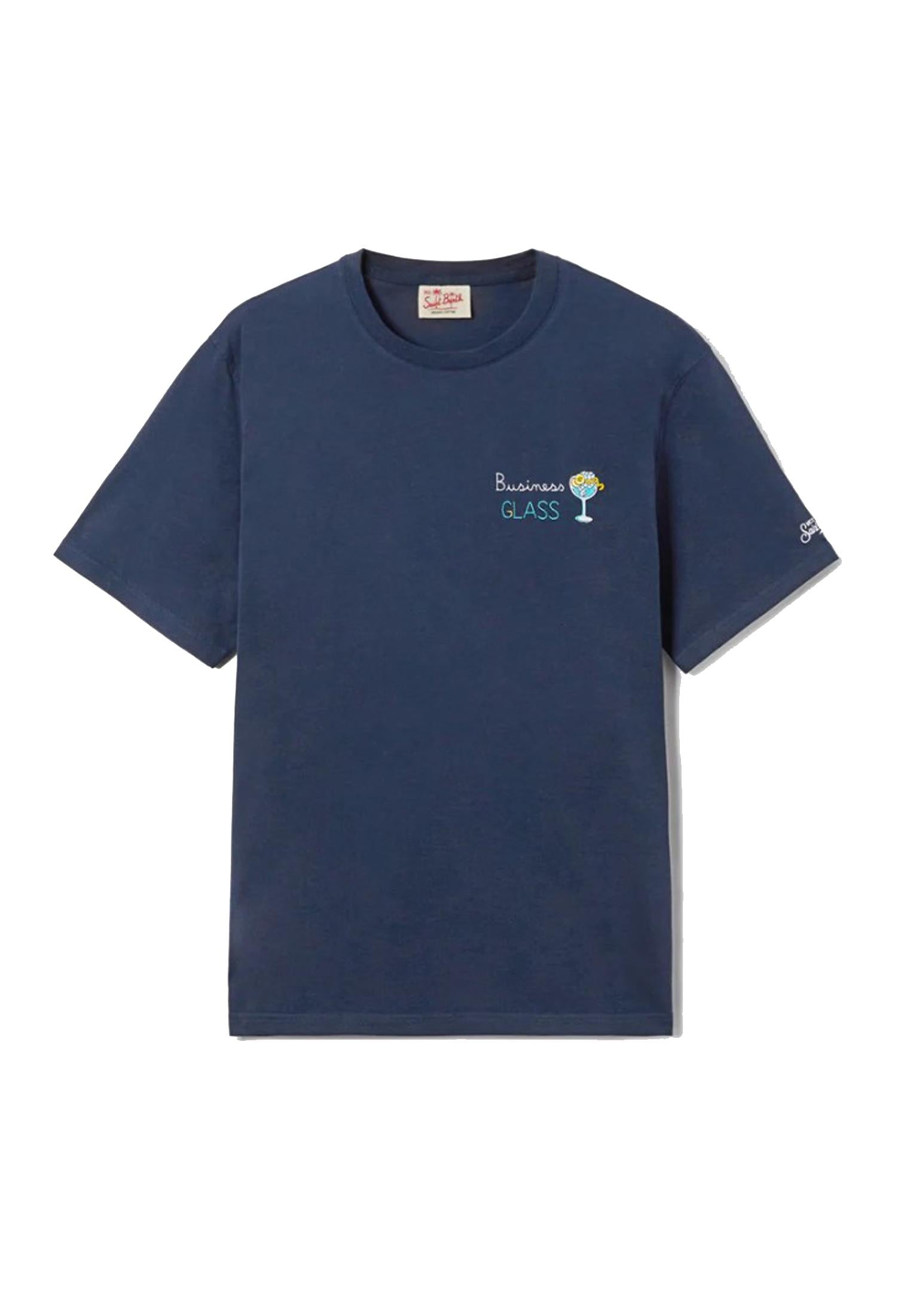 T-shirt girocollo blu cotone Portofino Glass MC2 Saint Barth P26 POT0001 00164L00164L MC2 