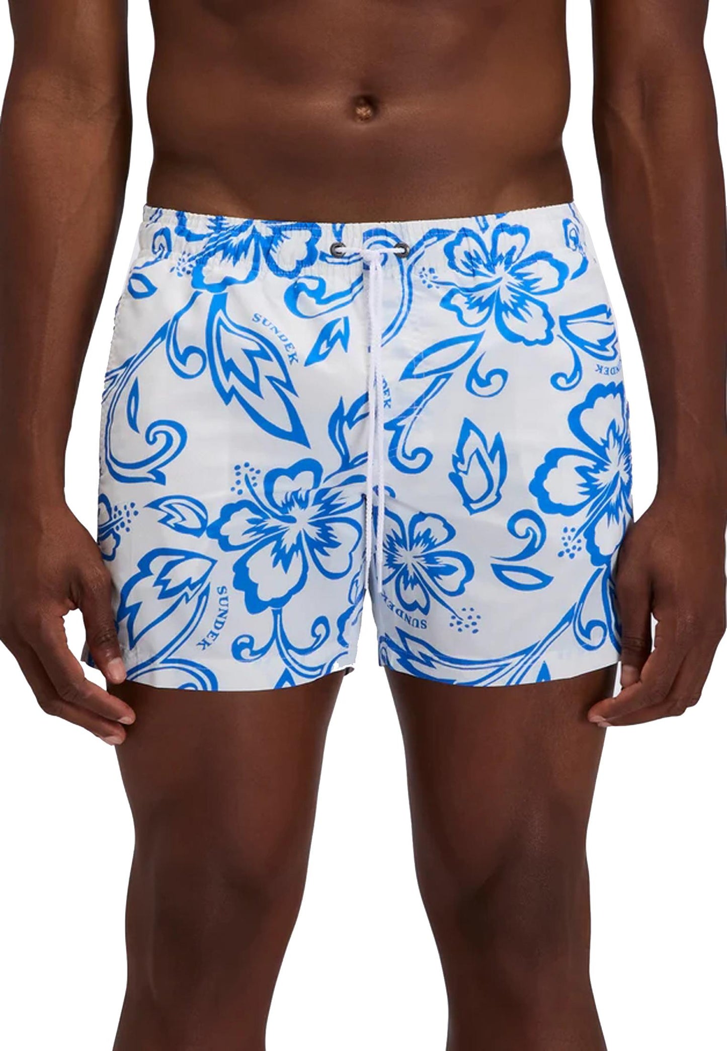 Costume da bagno spiaggia piscina bianca hibiscus Sundek P26 M504BDTA1IA M6S036614IA SUNDEK 
