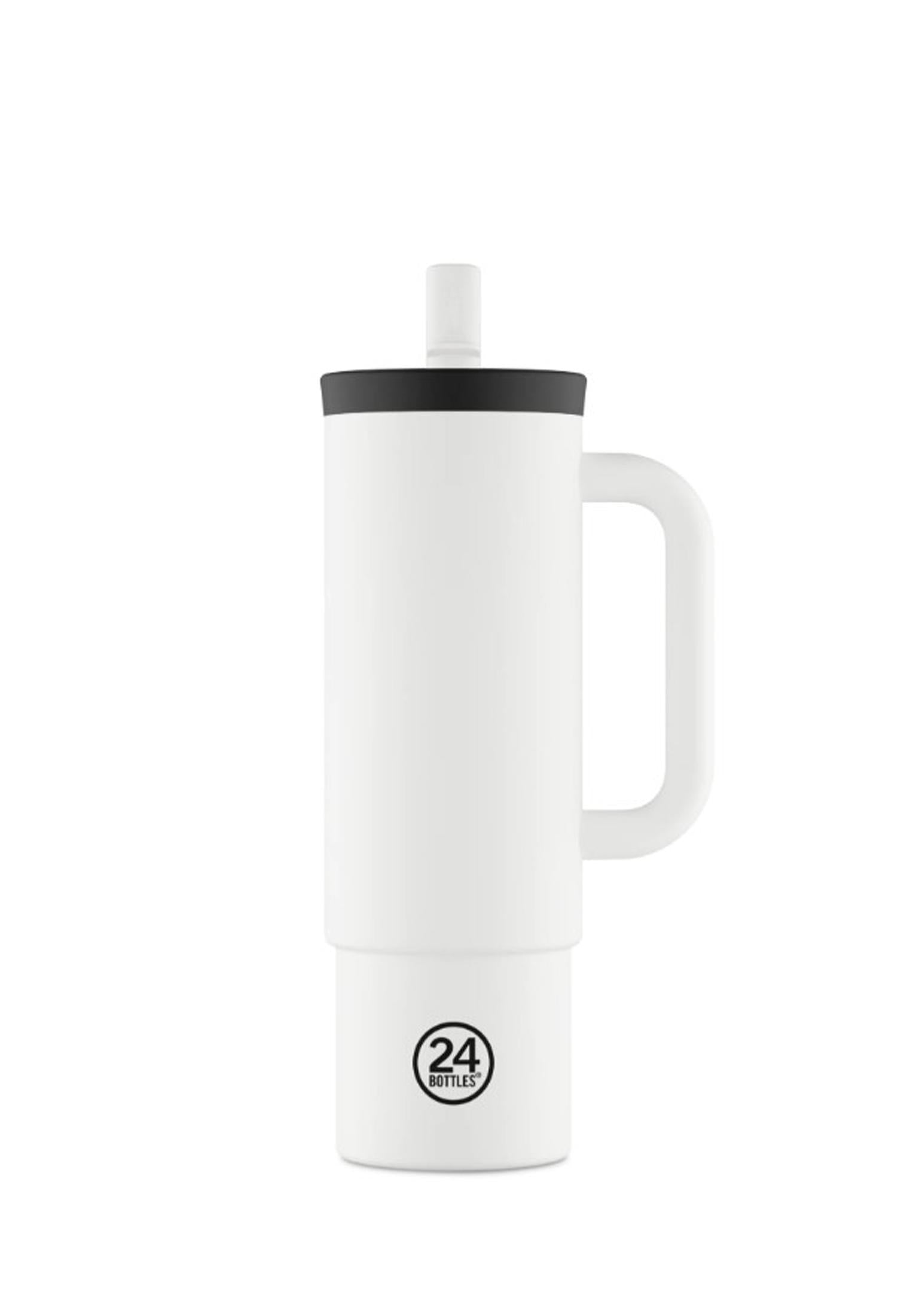 Borraccia Straw Cup bianca con manico 800ml 24Bottles 2233- Ice White 800 ml 24BOTTLES 