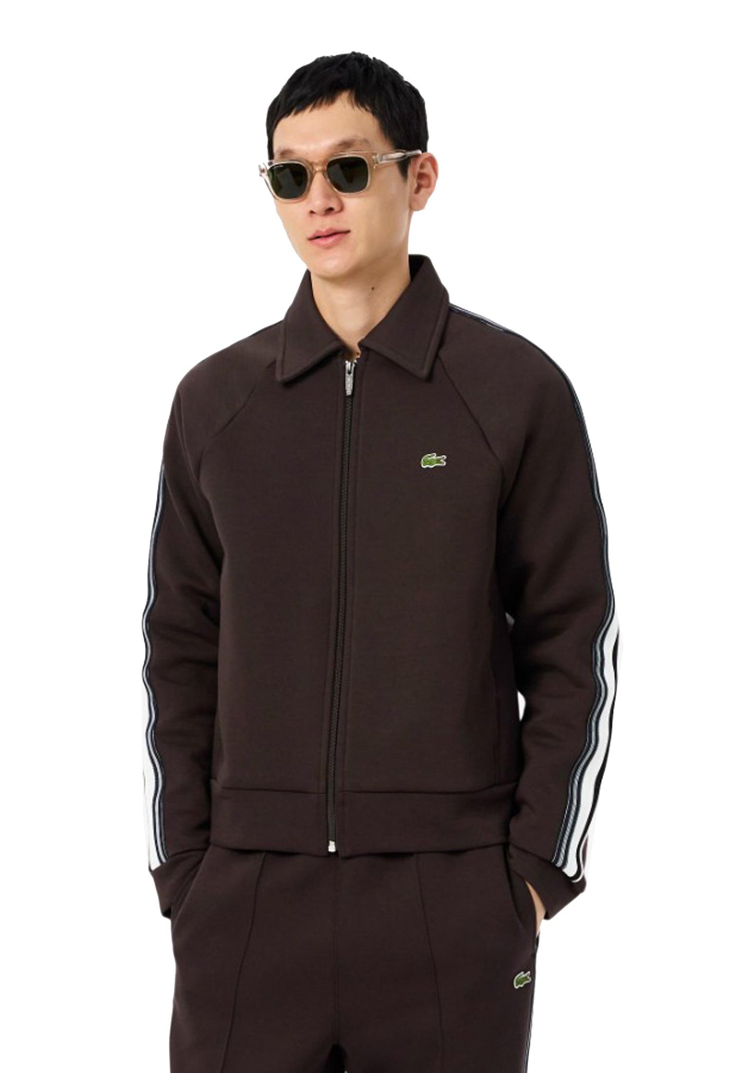 Felpa con zip marrone sportswear Lacoste A25 SH5927 SKBSKB LACOSTE 