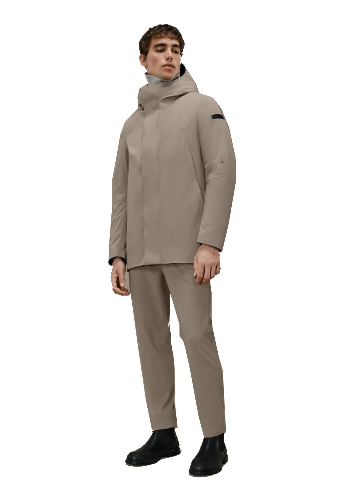 Giubbotto impermeabile con cappuccio tortora RRD A24