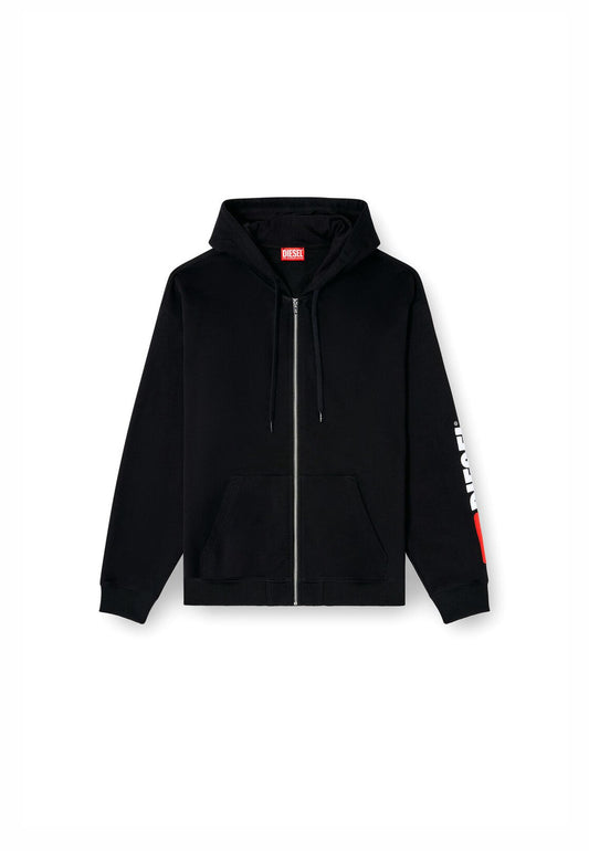 Felpa con cappuccio e zip nera cotone S-Boxt Diesel P26 A200220GEAD 9XX4 DIESEL 