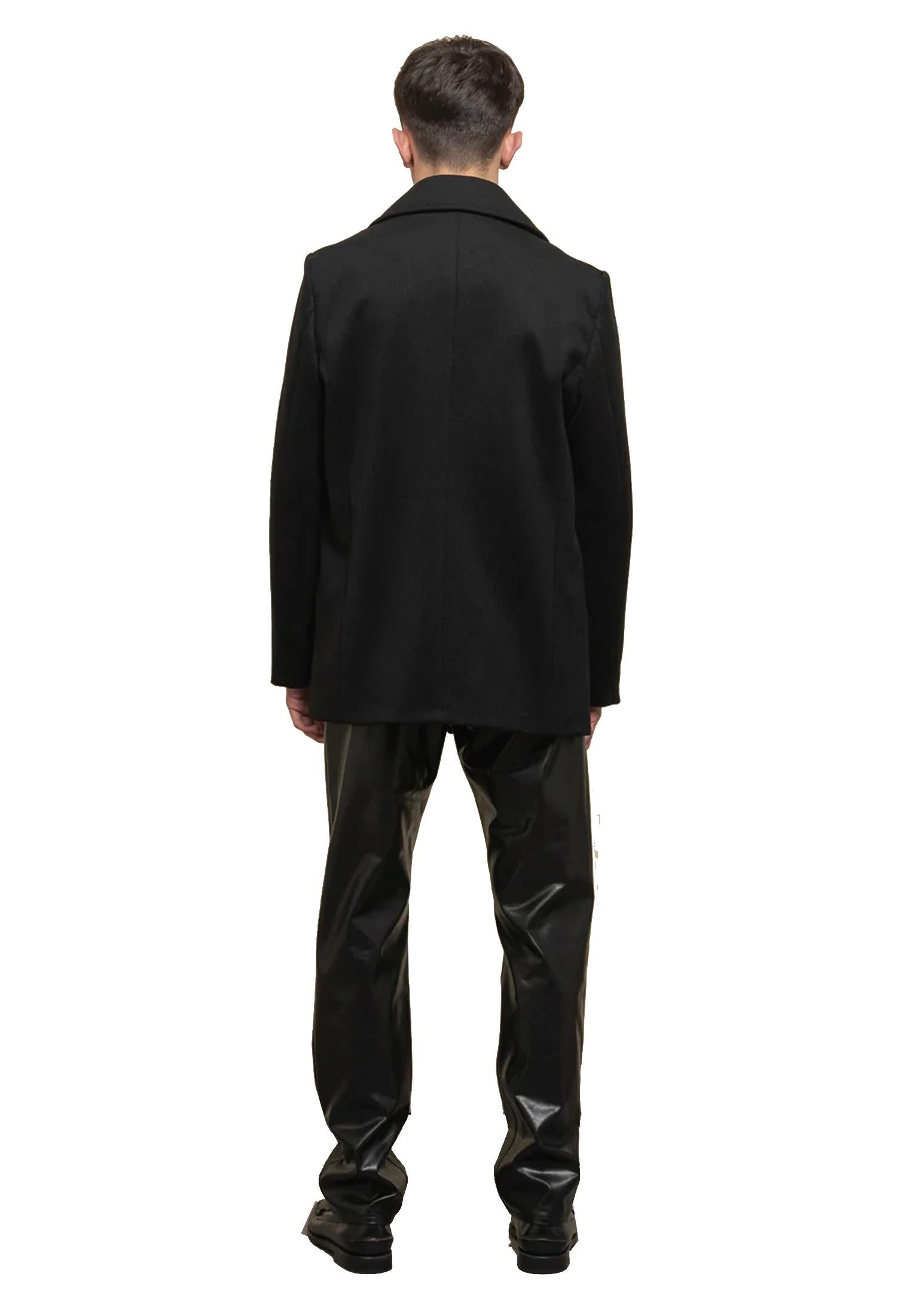 Cappotto doppiopetto nero foderato Brighton Department Five A25 UC012_51M_2TF0344_  000 816816 DEPARTMENT FIVE 