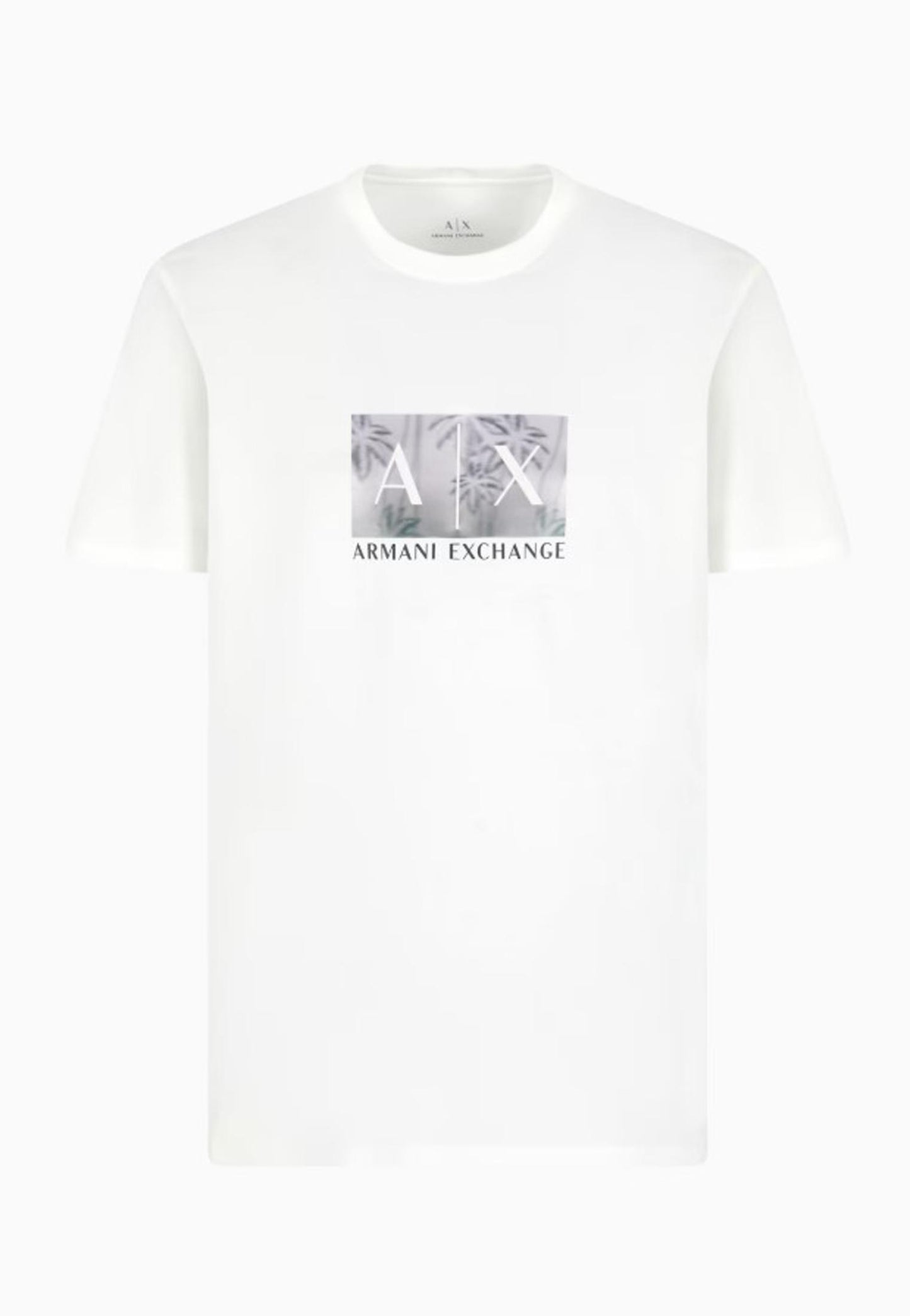 T-shirt girocollo cotone bianca stampa palme Armani Exchange P25
