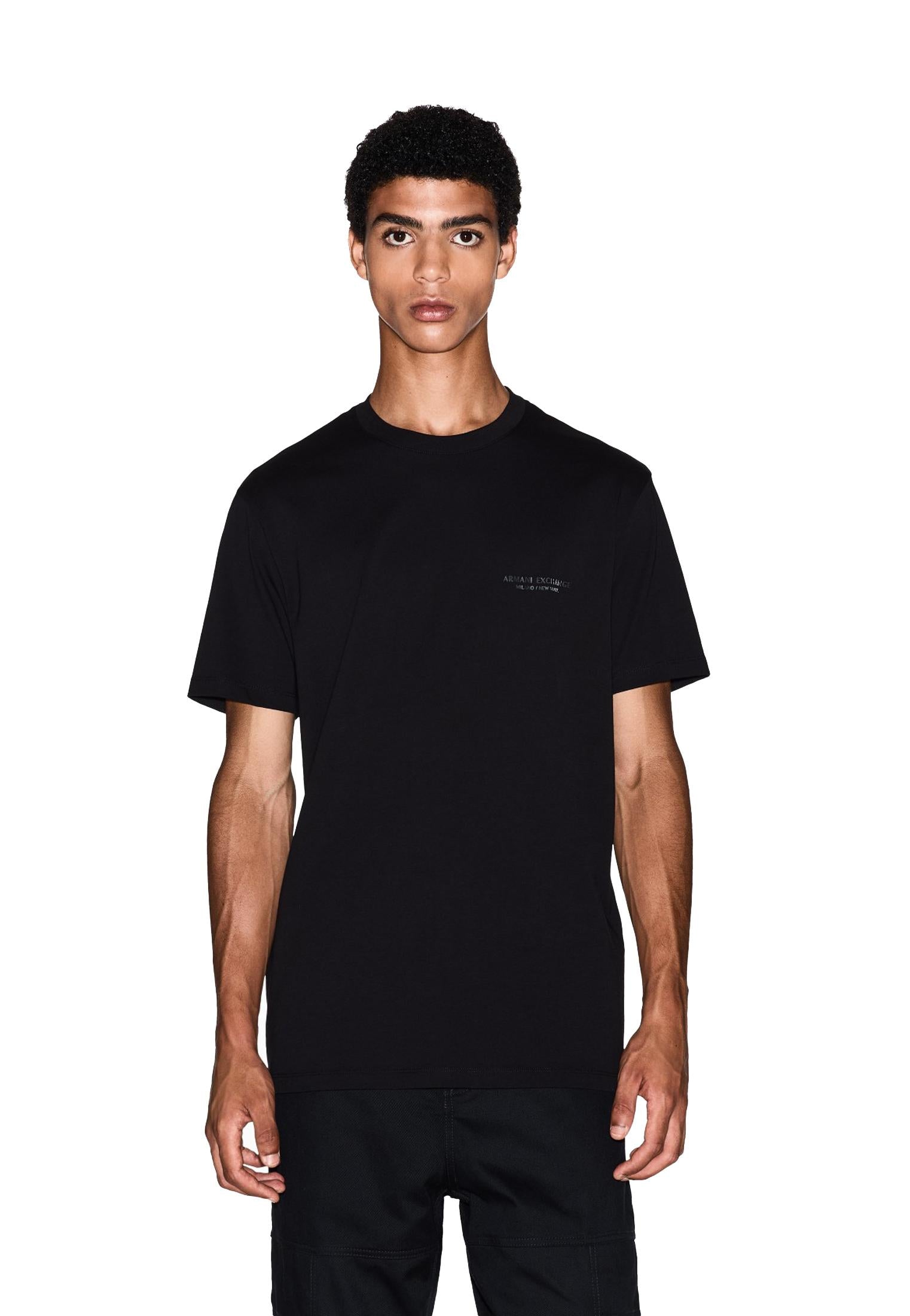 T-shirt nera girocollo cotone logo minimal cuore regular fit Armani Exchange A25 XM001281 AF10361 UC001UC001 ARMANI EXCHANGE 