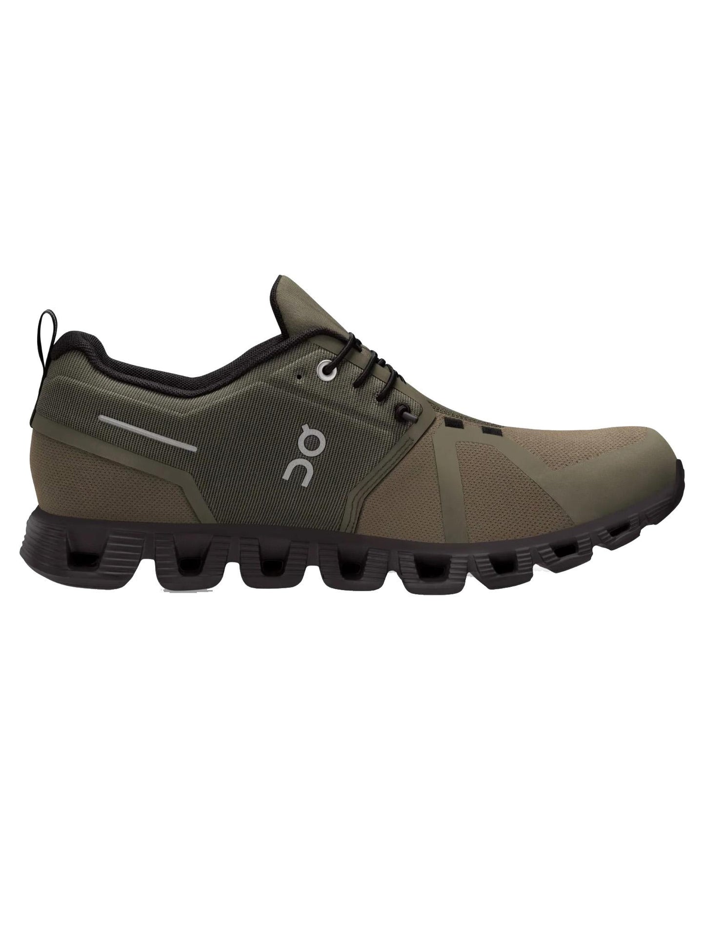 Scarpe sneakers da corsa uomo verde oliva e nere Cloud 5 Waterproof On A24