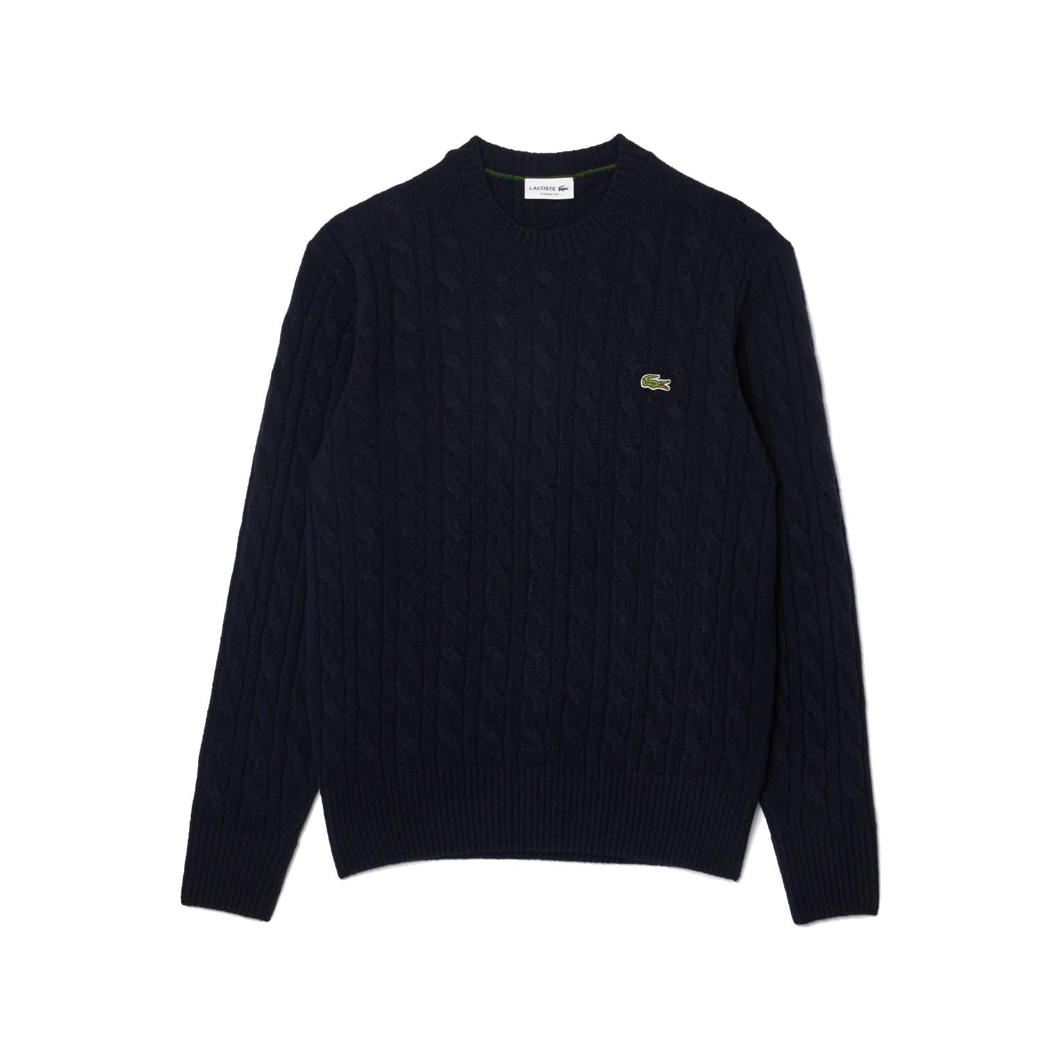 Maglione girocollo in lana con logo sul petto lato sinistro Lacoste A25 AH2924 166166 LACOSTE 