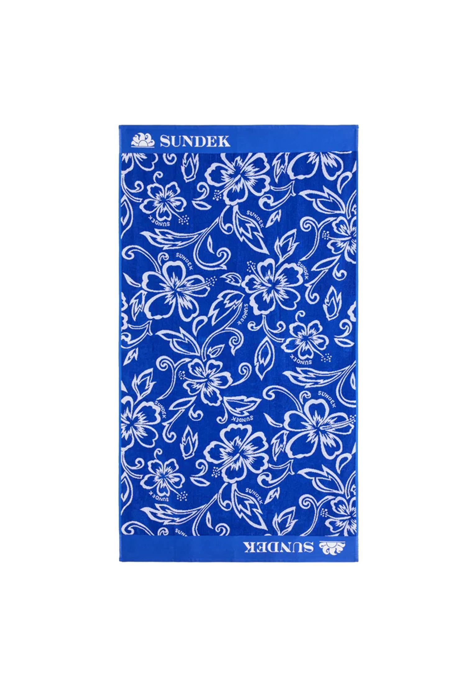 Telo mare in spugna blu fantasia Jacquard Sundek P26 AM329ATC1023 T6S00800123 SUNDEK 