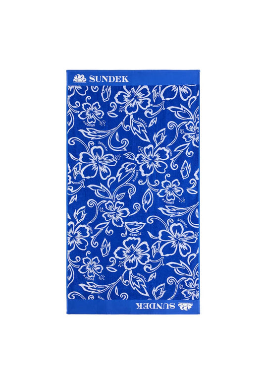 Telo mare in spugna blu fantasia Jacquard Sundek P26 AM329ATC1023 T6S00800123 SUNDEK 