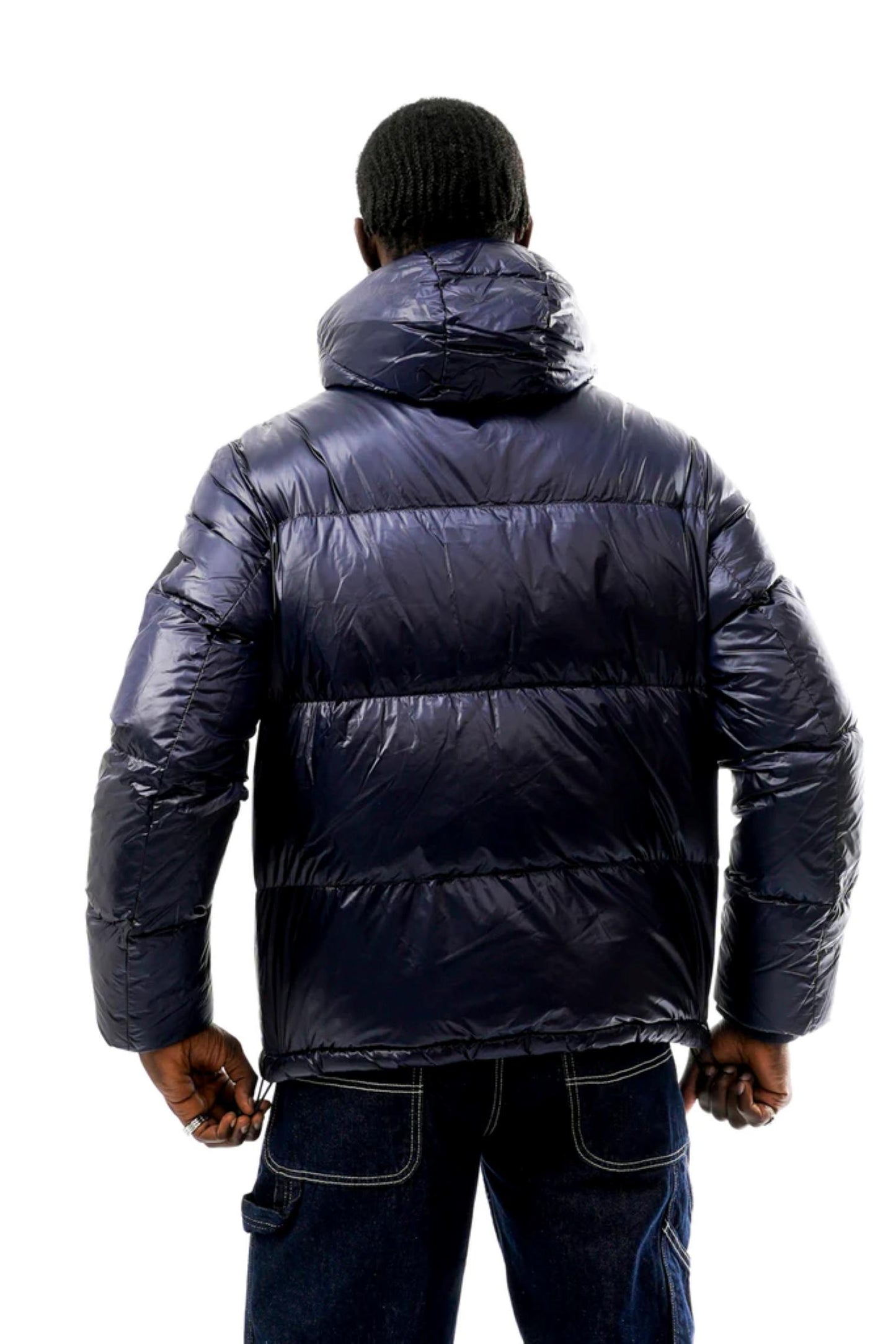 Piumino full zip con cappuccio blu scuro Armani Exchange A24