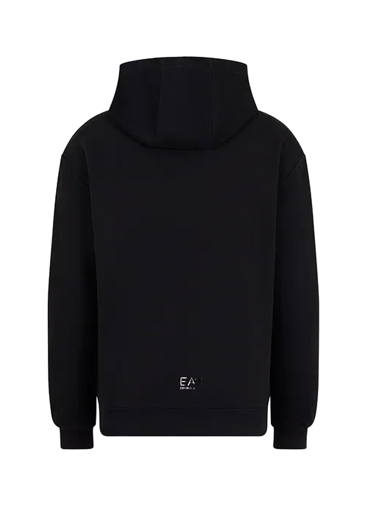 Unisex black organic cotton blend hoodie EA7 A23