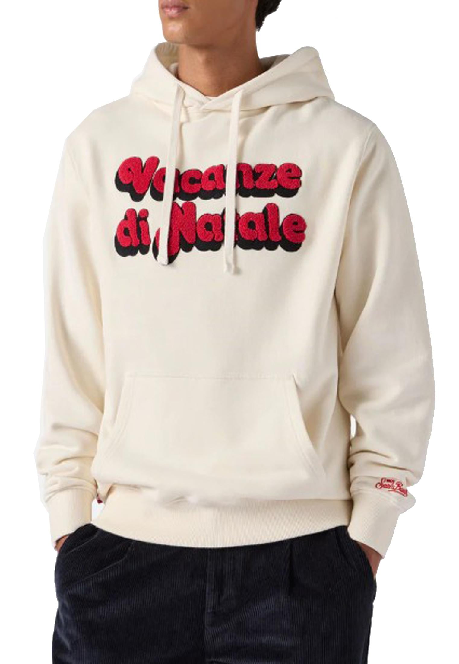 Felpa bianca con cappuccio cotone Vacanze di Natale MC2 Saint Barth A25 TRI0001 02232I02232I MC2 