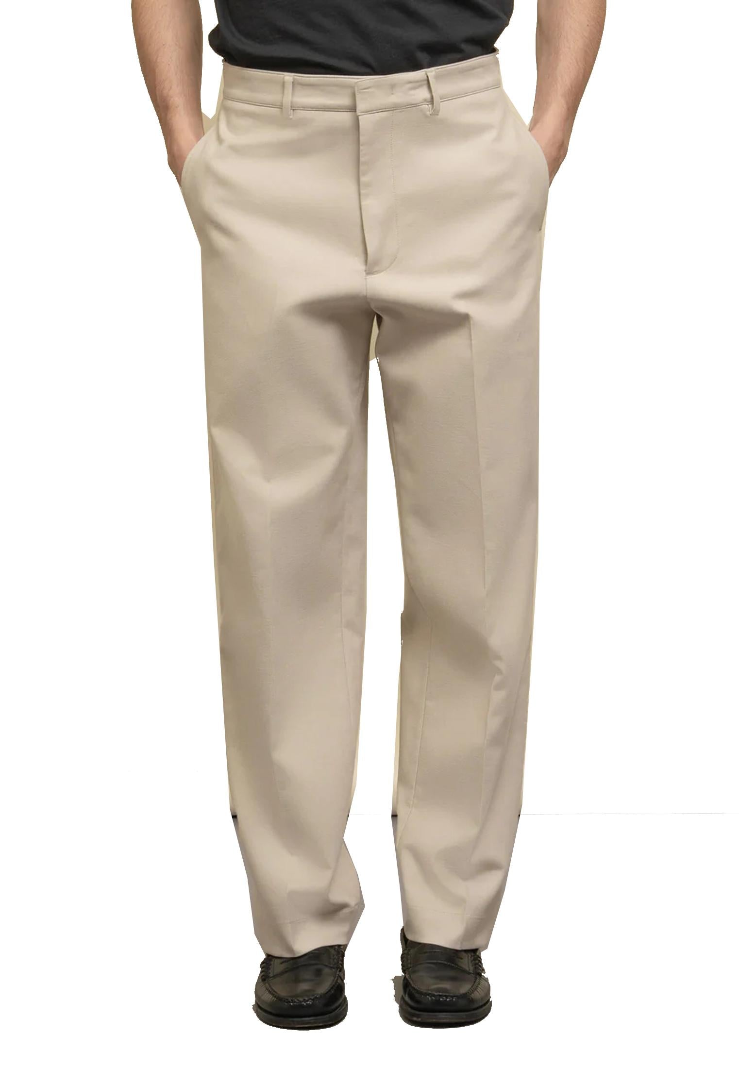 Pantaloni chino beige cotone E-Motion gamba ampia Department Five A25 UP036_51M_2TF0330_  000 5151 DEPARTMENT FIVE 