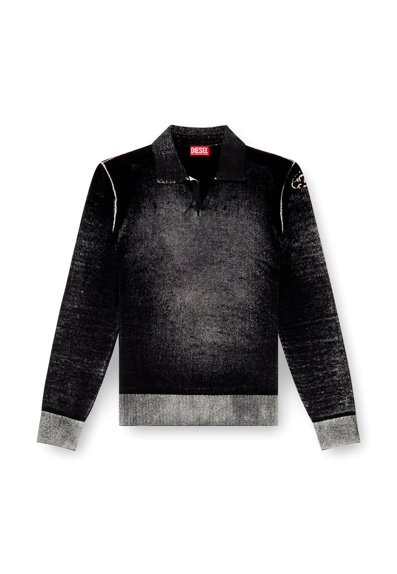 Maglione nero a polo cotone K-Lorenzo Diesel A25 A14849-0BEAR 44 DIESEL 