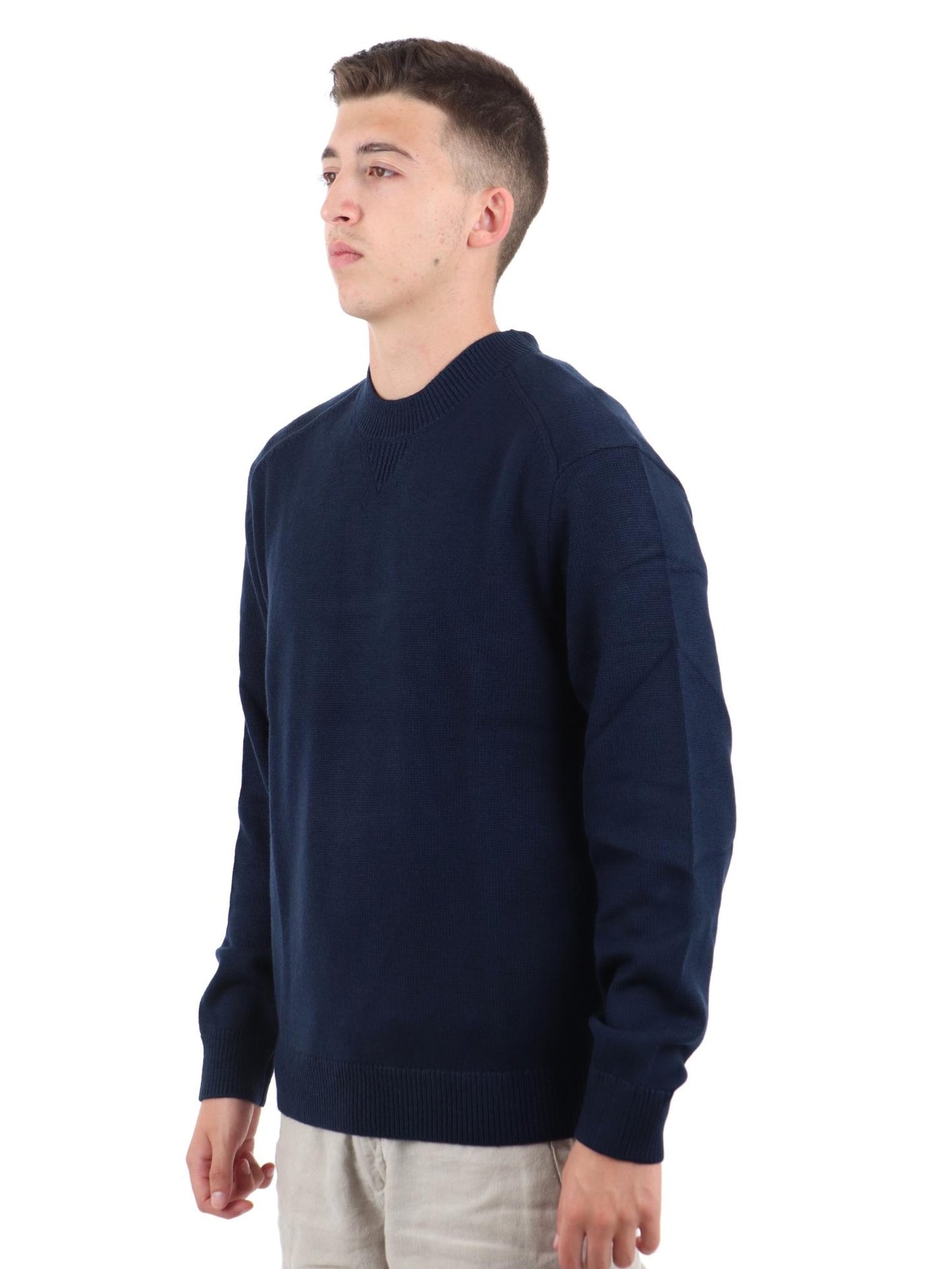 Maglia a maniche lunghe blu navy in tessuto misto Armani Exchange A24