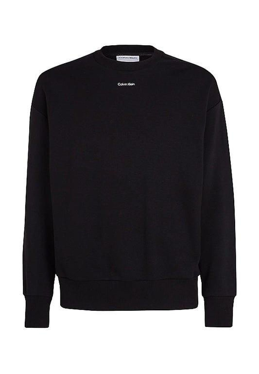 Felpa spugna cotone biologico nera girocollo Calvin Klein P25