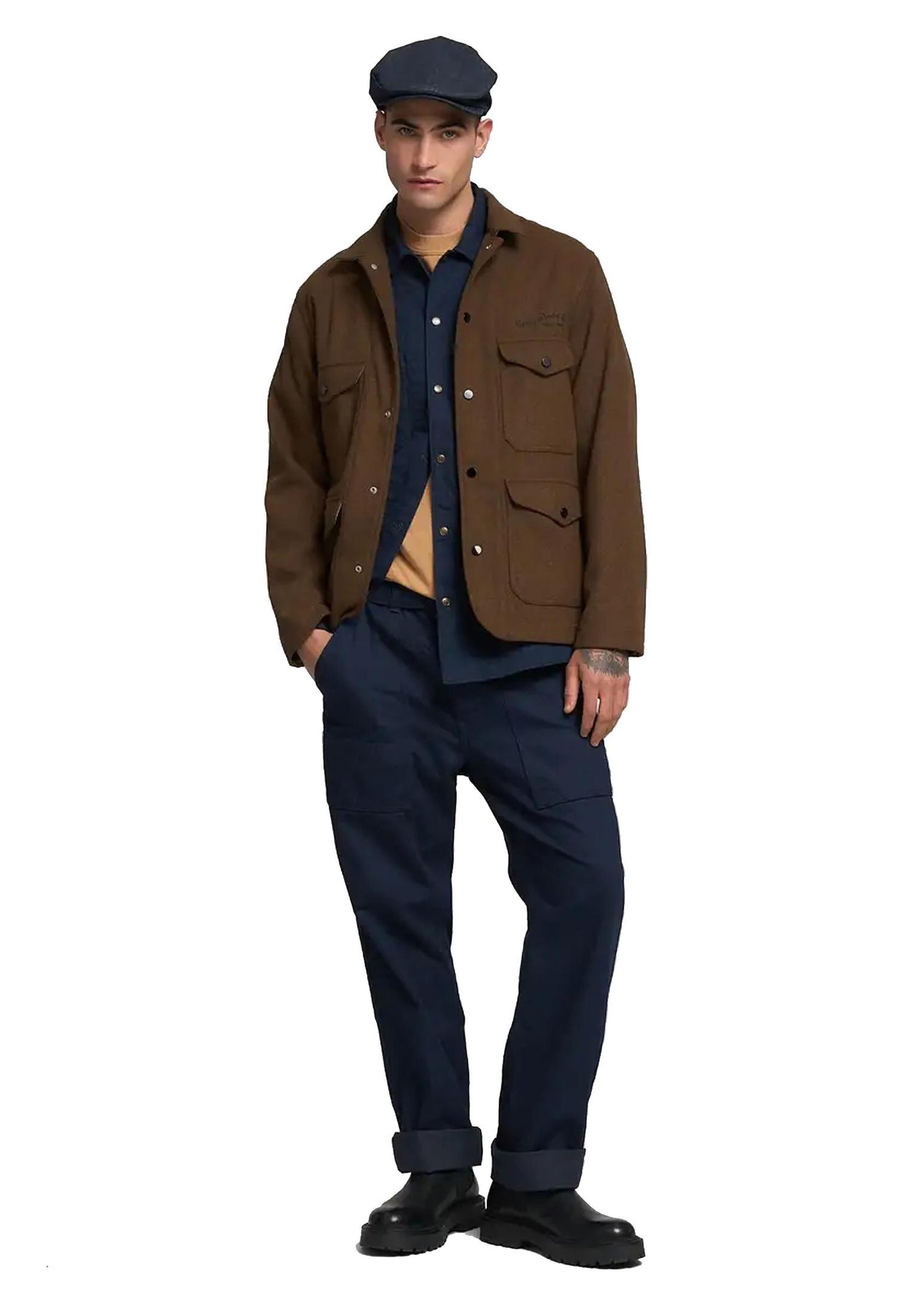 Giacca camicia multitasche marrone misto lana Replay A25 M8495 .000.85314 020020 REPLAY 