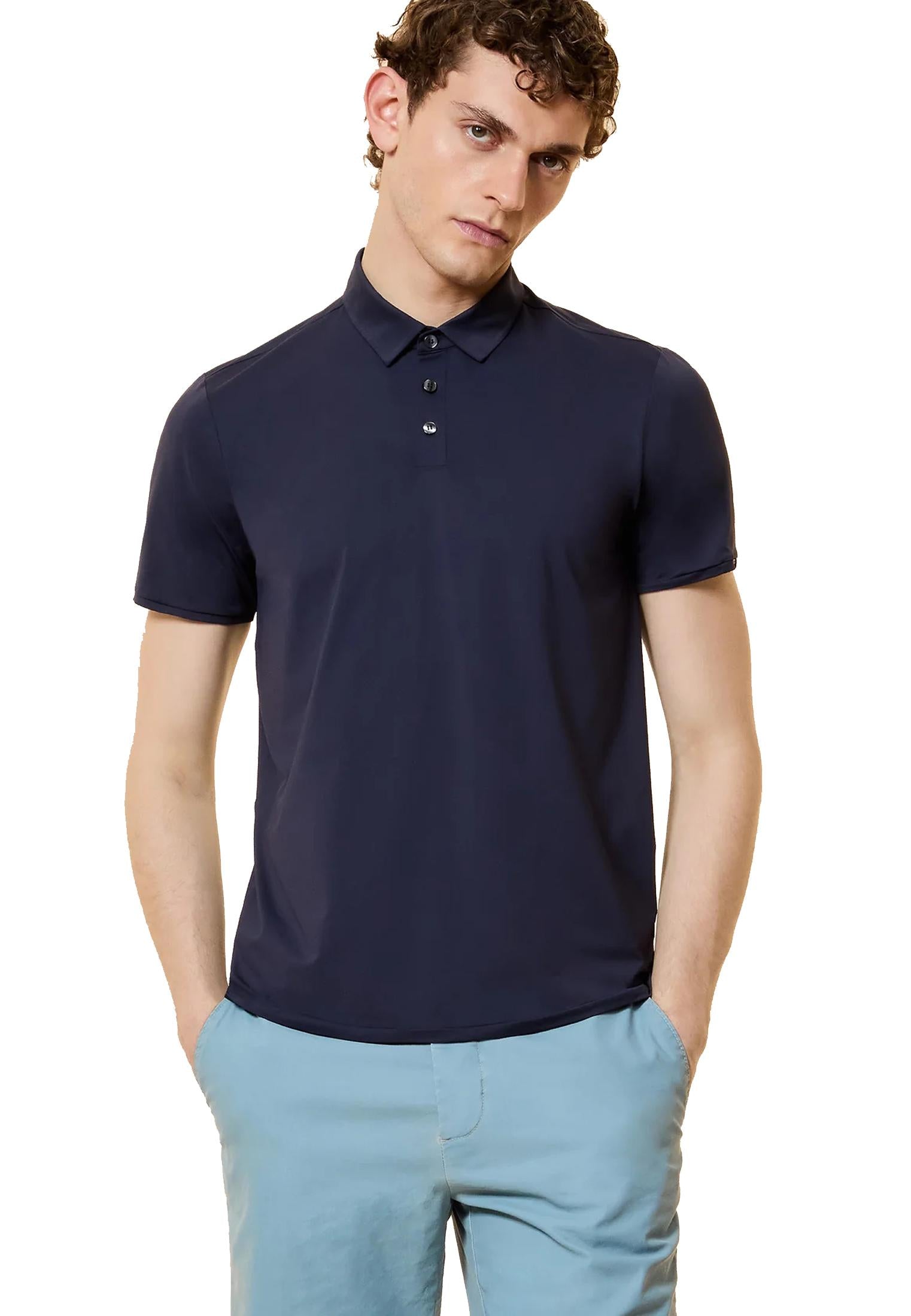 Polo mezza manica blu elasticizzata traspirante Oxford Logo RRD P26 26217 6161 RRD 