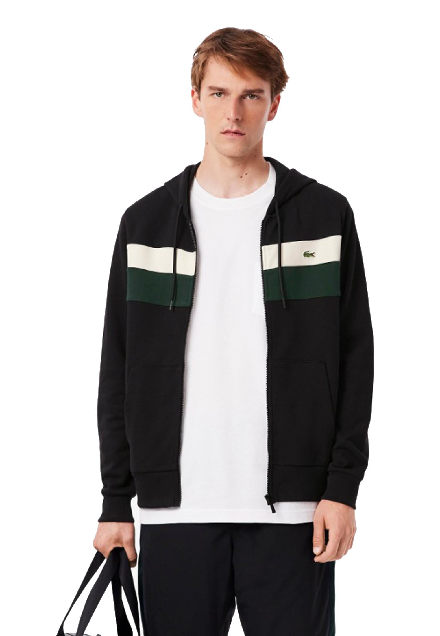 Felpa con cappuccio e zip nera sportiva Lacoste A25 SH5913 6XH6XH LACOSTE 